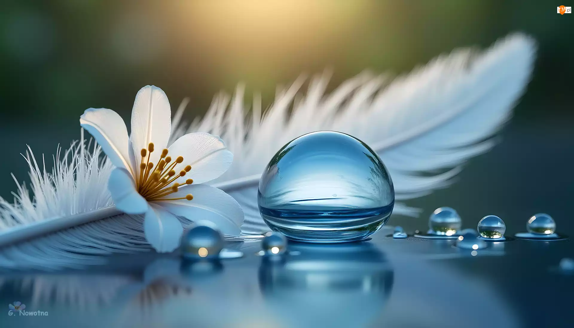 Grafika AI, Kropla, Kwiat, Piórko