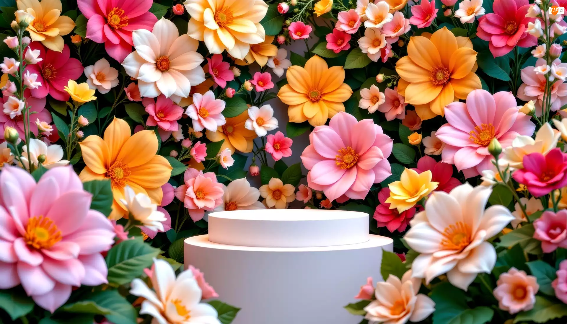 Grafika AI, Kwiaty, Kolorowe, Podium