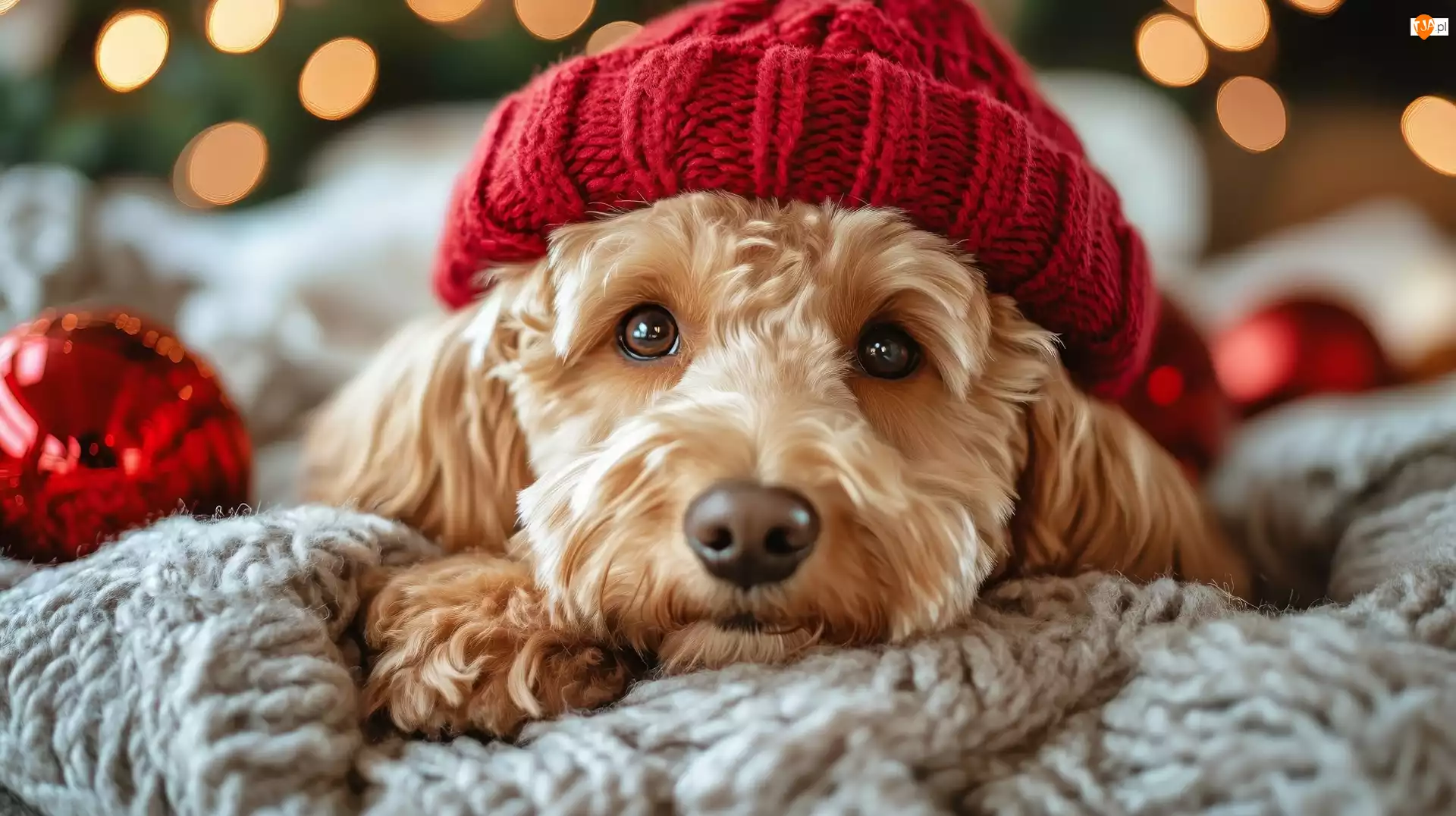 AI, Pies, Czapka, Czerwona