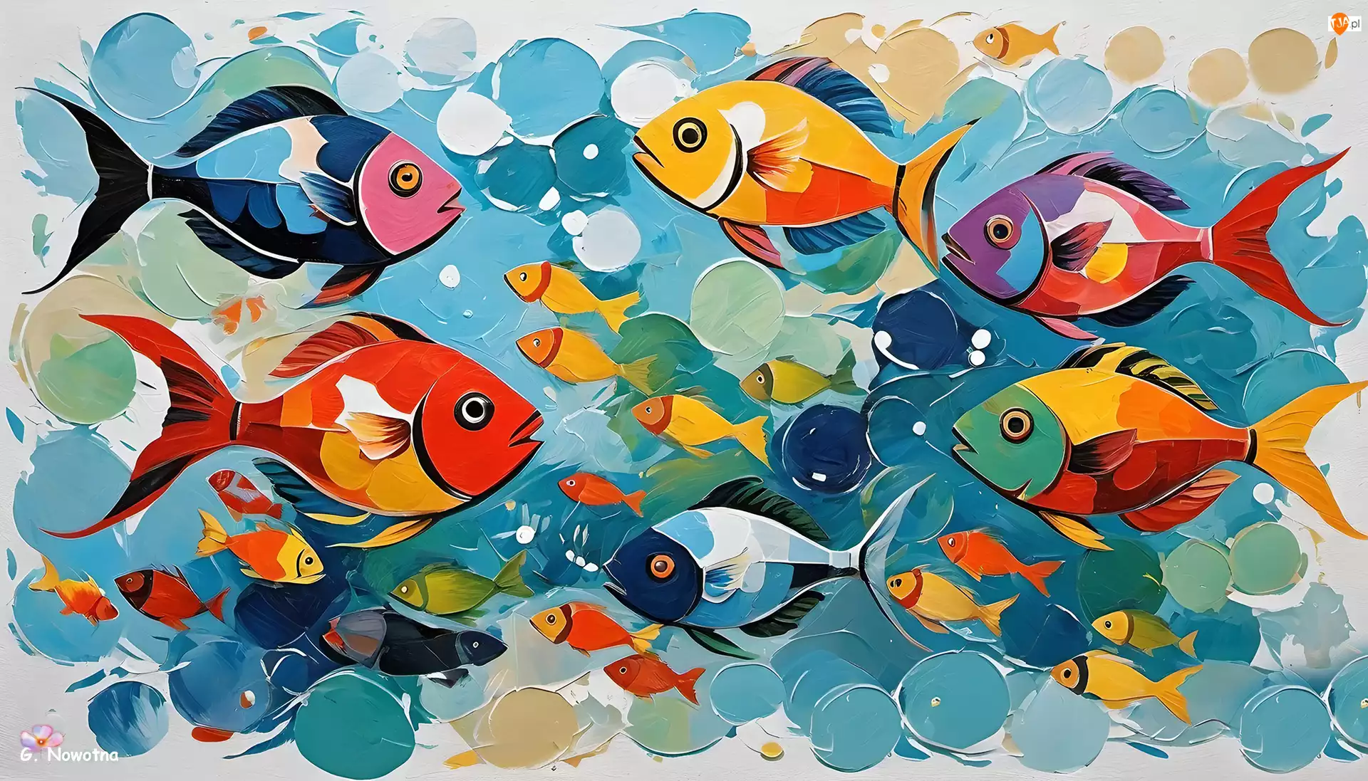 Grafika AI, Kolorowe, Rybki, Ryby