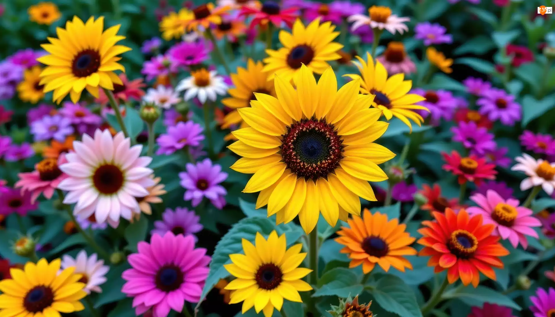 AI, Kolorowe, Kwiaty, Słonecznik