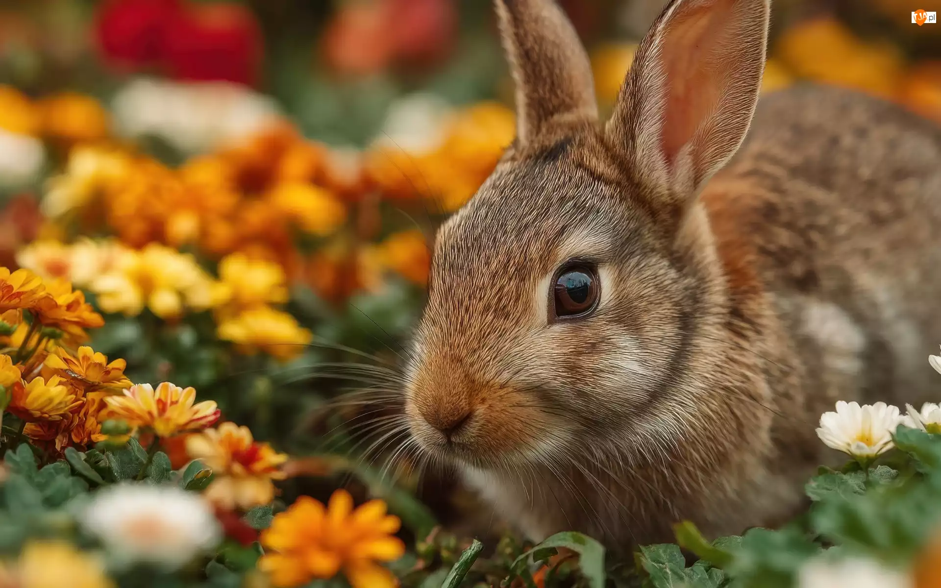 Kwiaty, Królik, Zbliżenie