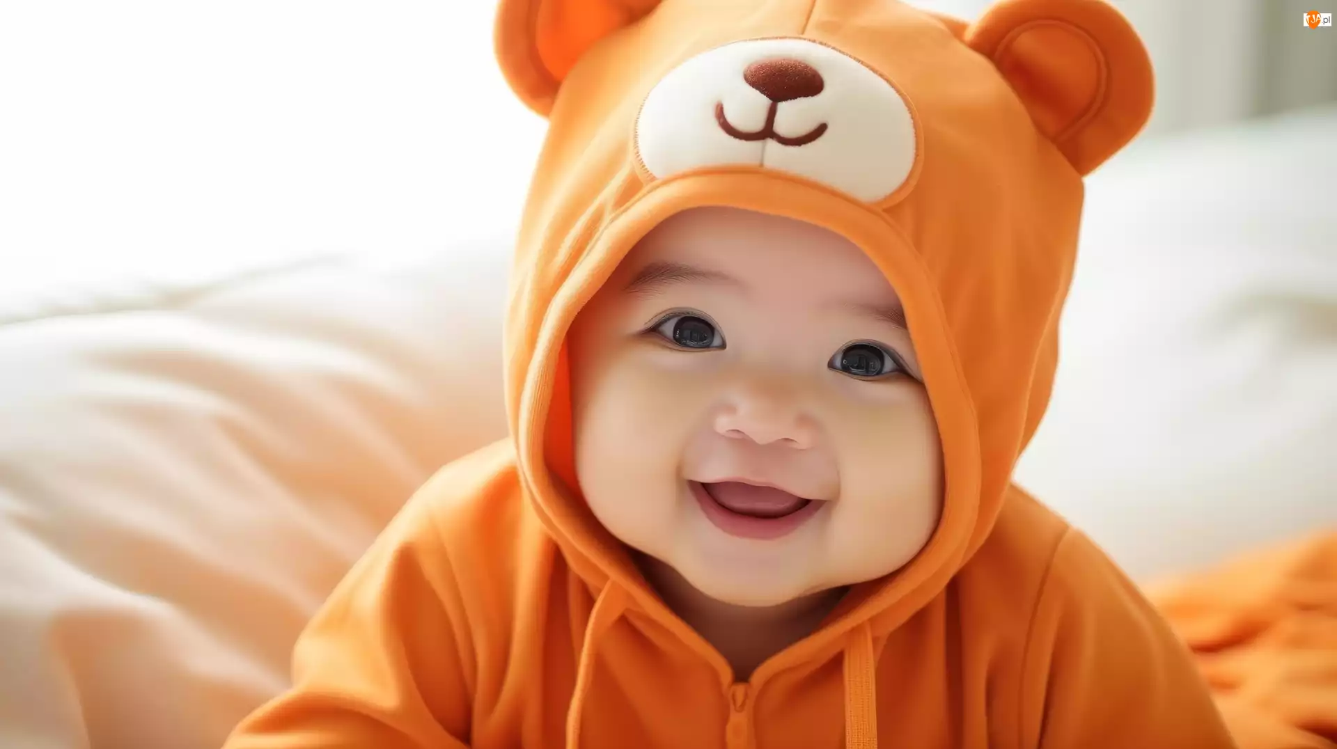 Ubranie, Dziecko, Uśmiech, Pomarańczowe