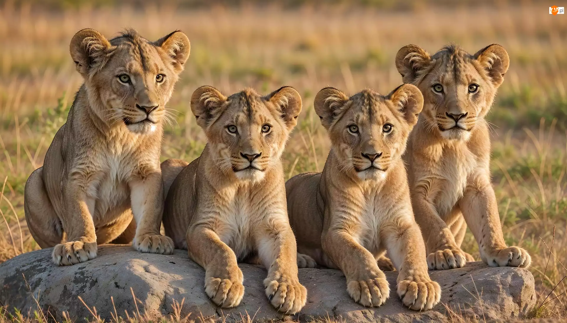 Młode, Lwy, Lwiątka, AI, Cztery, Kamień