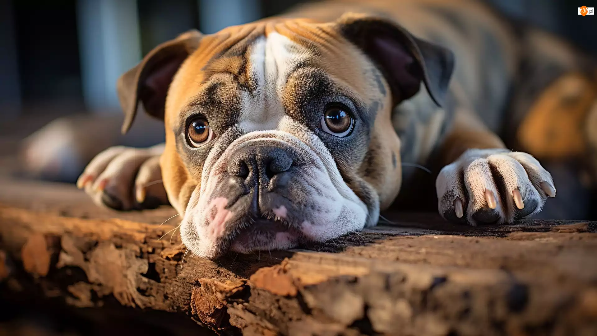 Deska, Leżący, Pies, Buldog