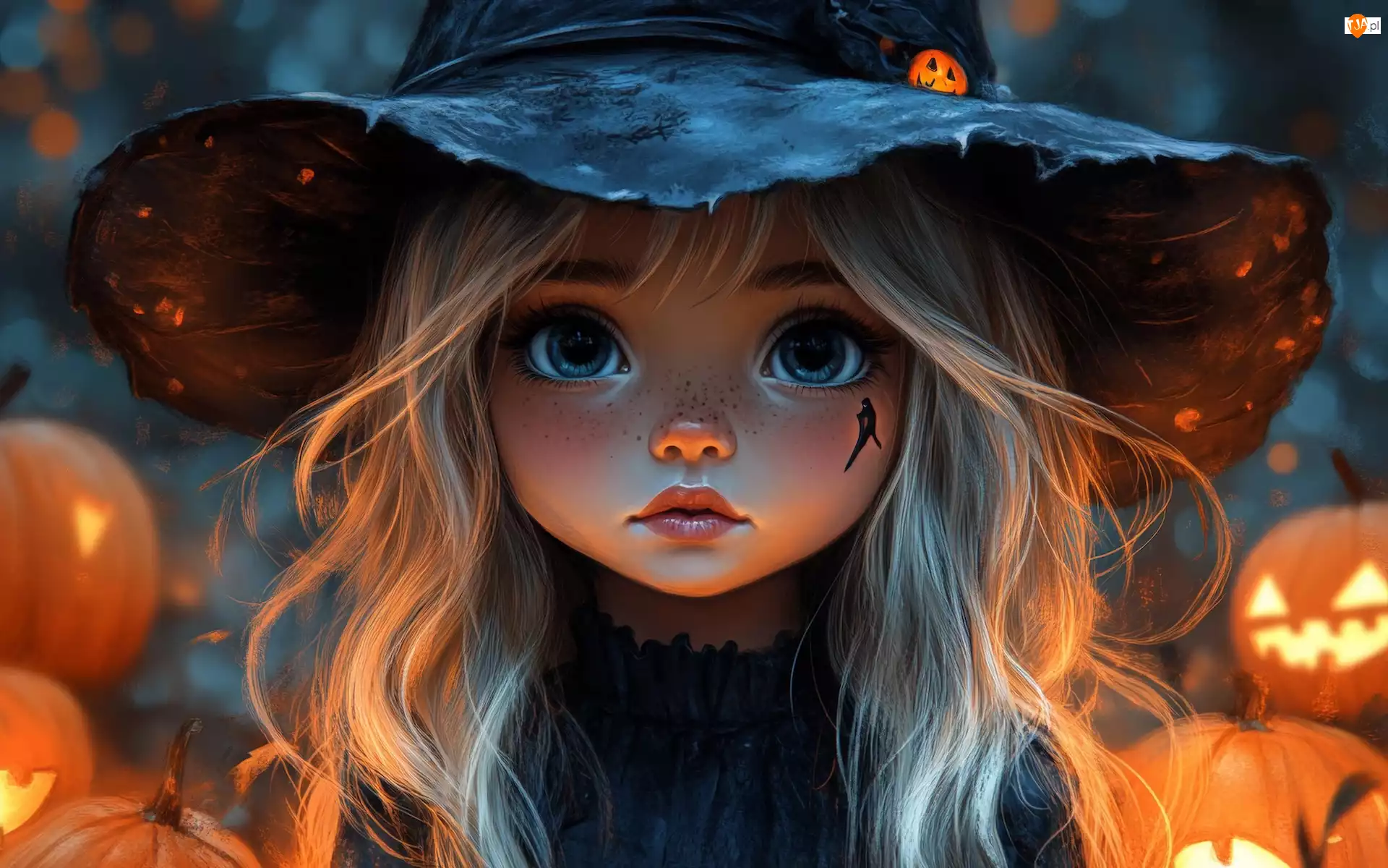 Dynie, AI, Kapelusz, Dziewczynka, Halloween