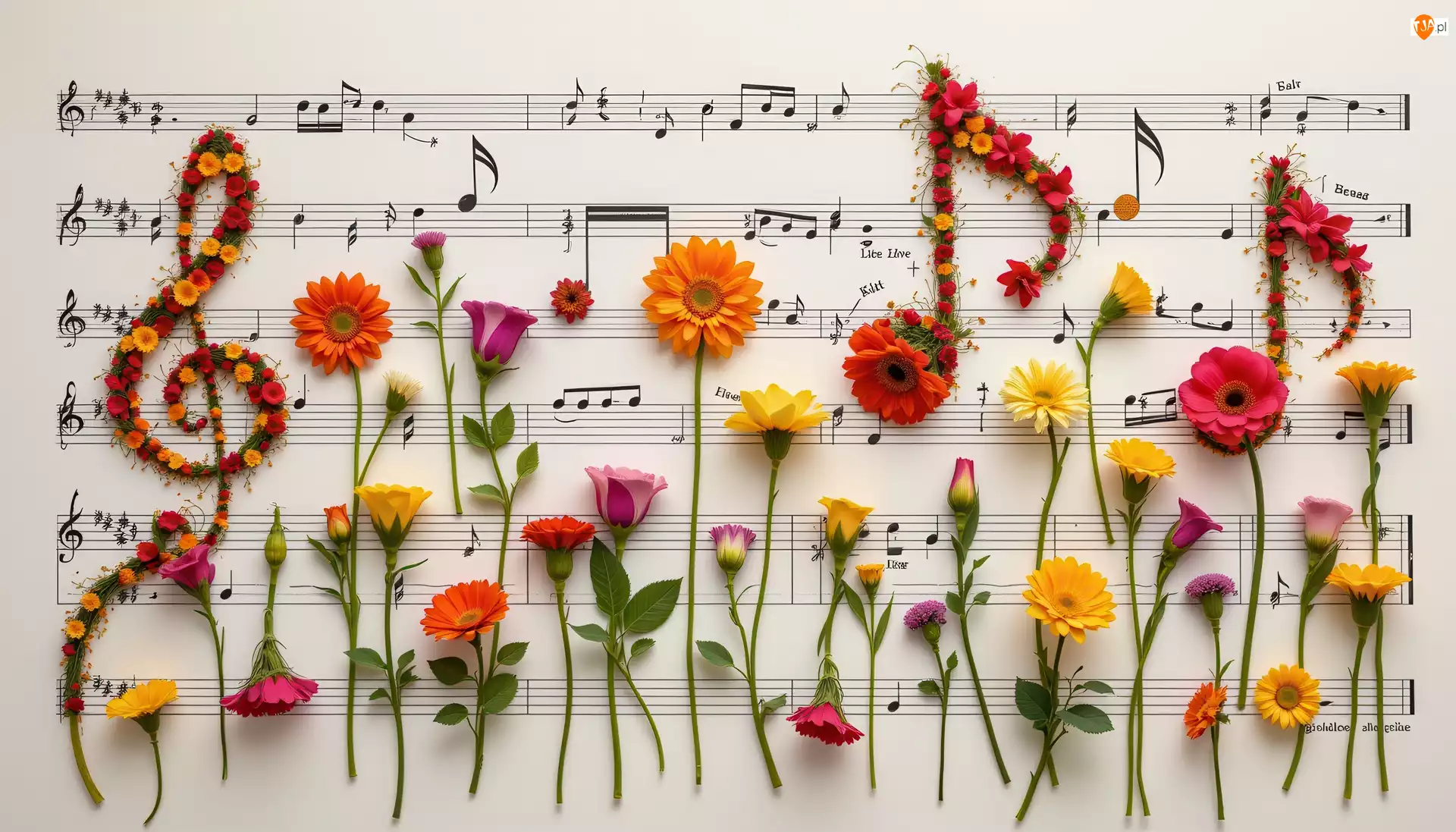 AI, Nuty, Kwiaty, Kolorowe