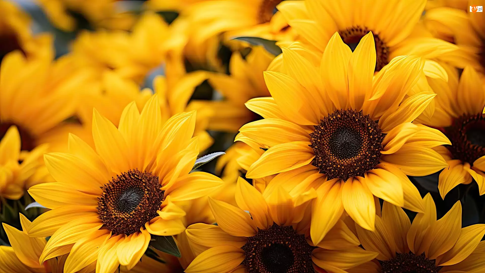 Zbliżenie, Kwitnące, Słoneczniki