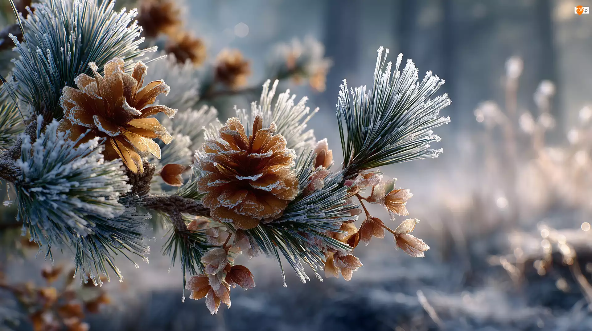 Szron, AI, Szyszki, Sosna, Grafika