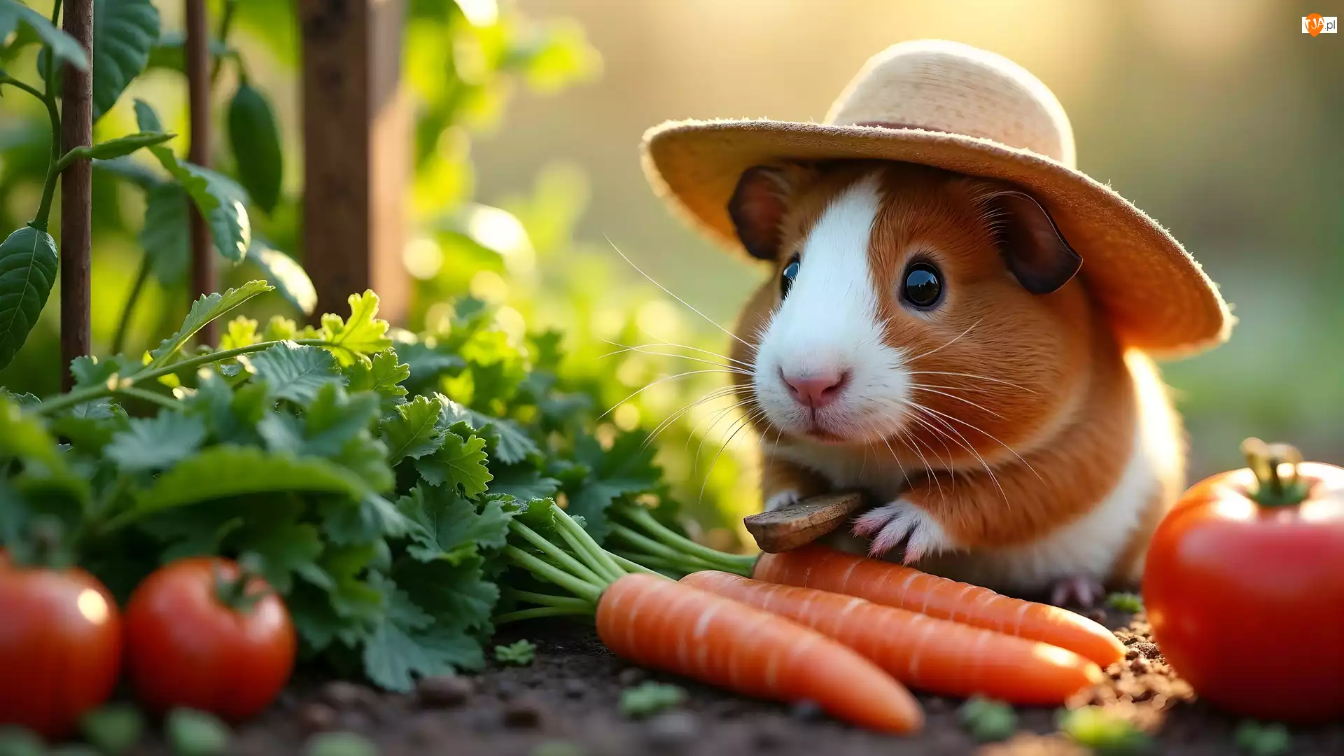 Kapelusz, Świnka morska, Marchew, AI, Warzywa, Pomidory