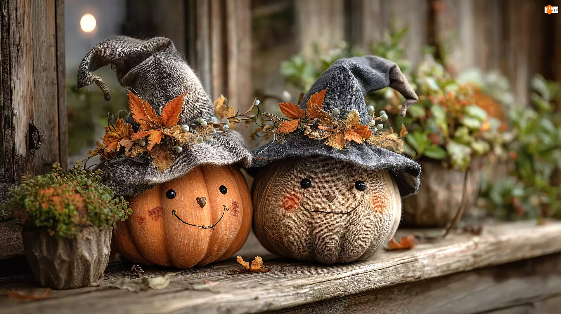 Liście, Grafika AI, Kapelusze, Dynie, Rośliny