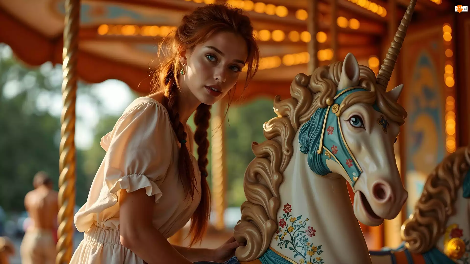 AI, Kobieta, Karuzela, Jednorożec