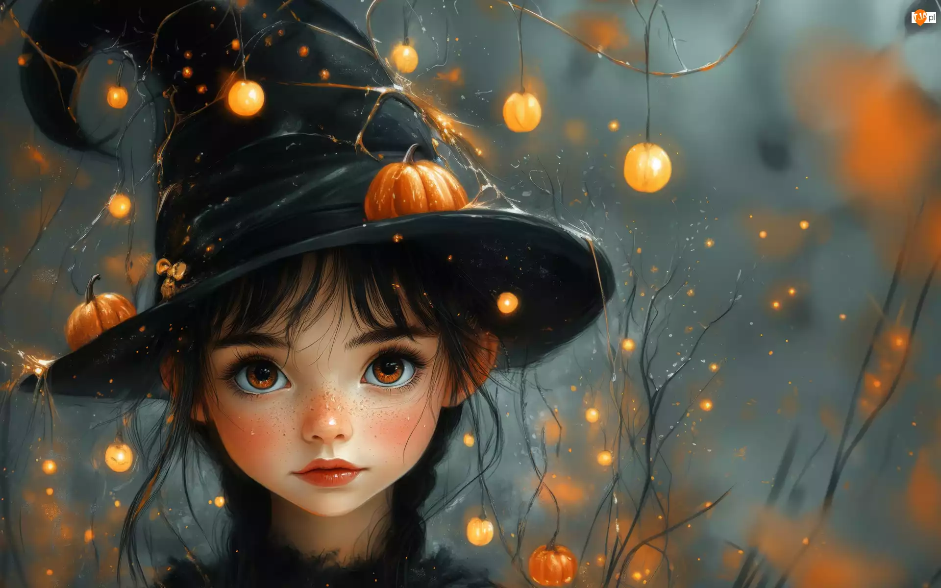 Dynie, AI, Kapelusz, Dziewczynka, Halloween