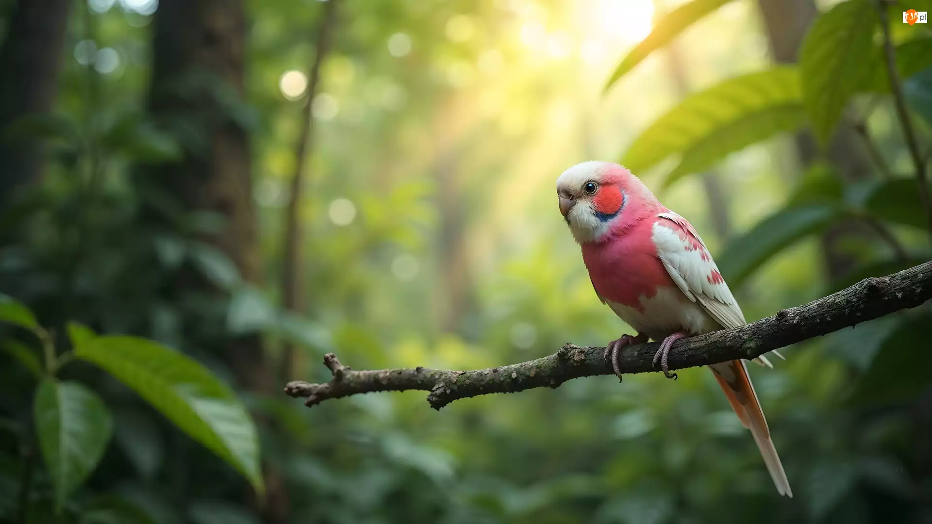 Papuga, Ptak, Różowo-biała