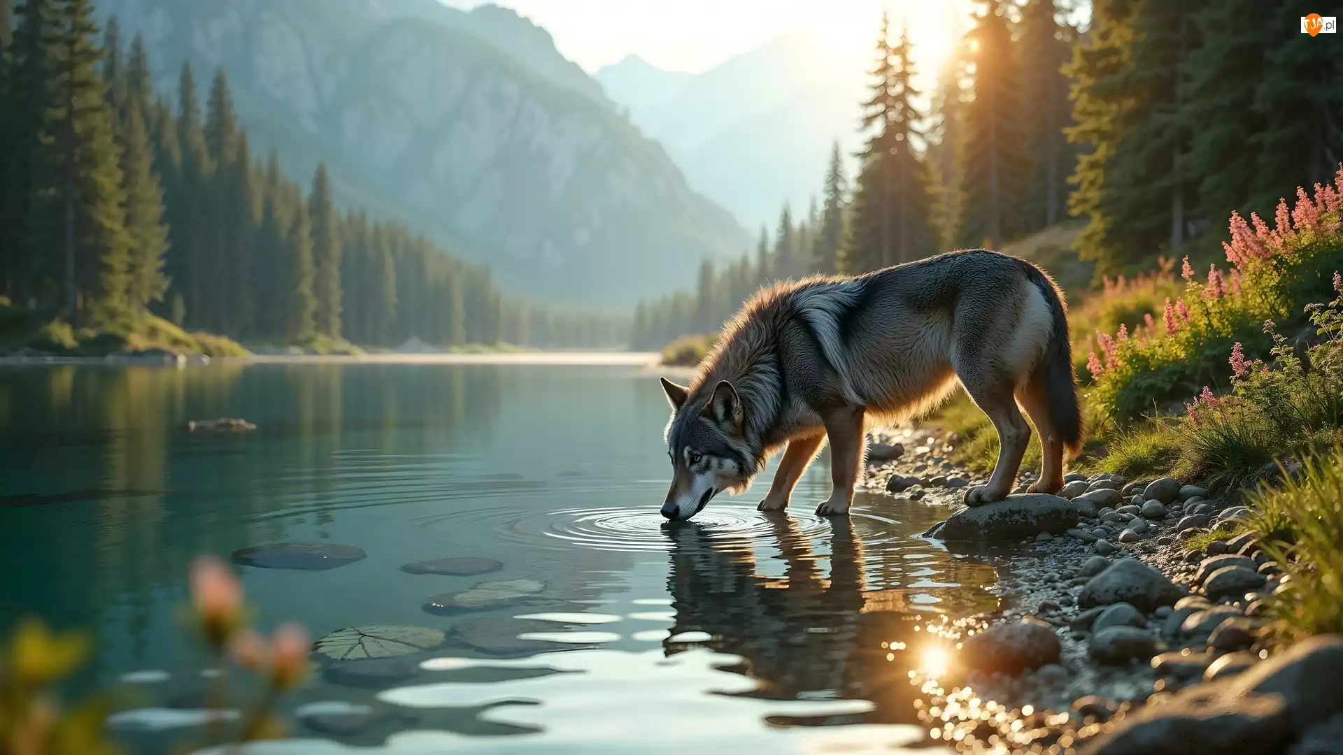 Góry, Wilk, Rzeka, Las