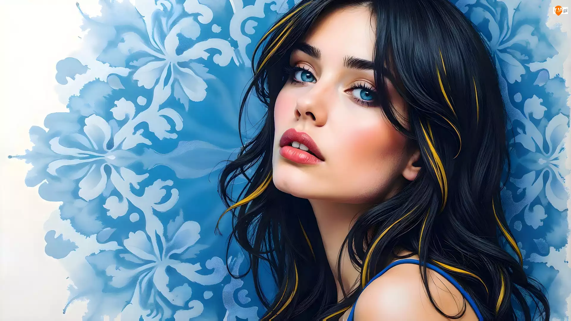 Niebieskie, AI, Brunetka, Kobieta, Oczy