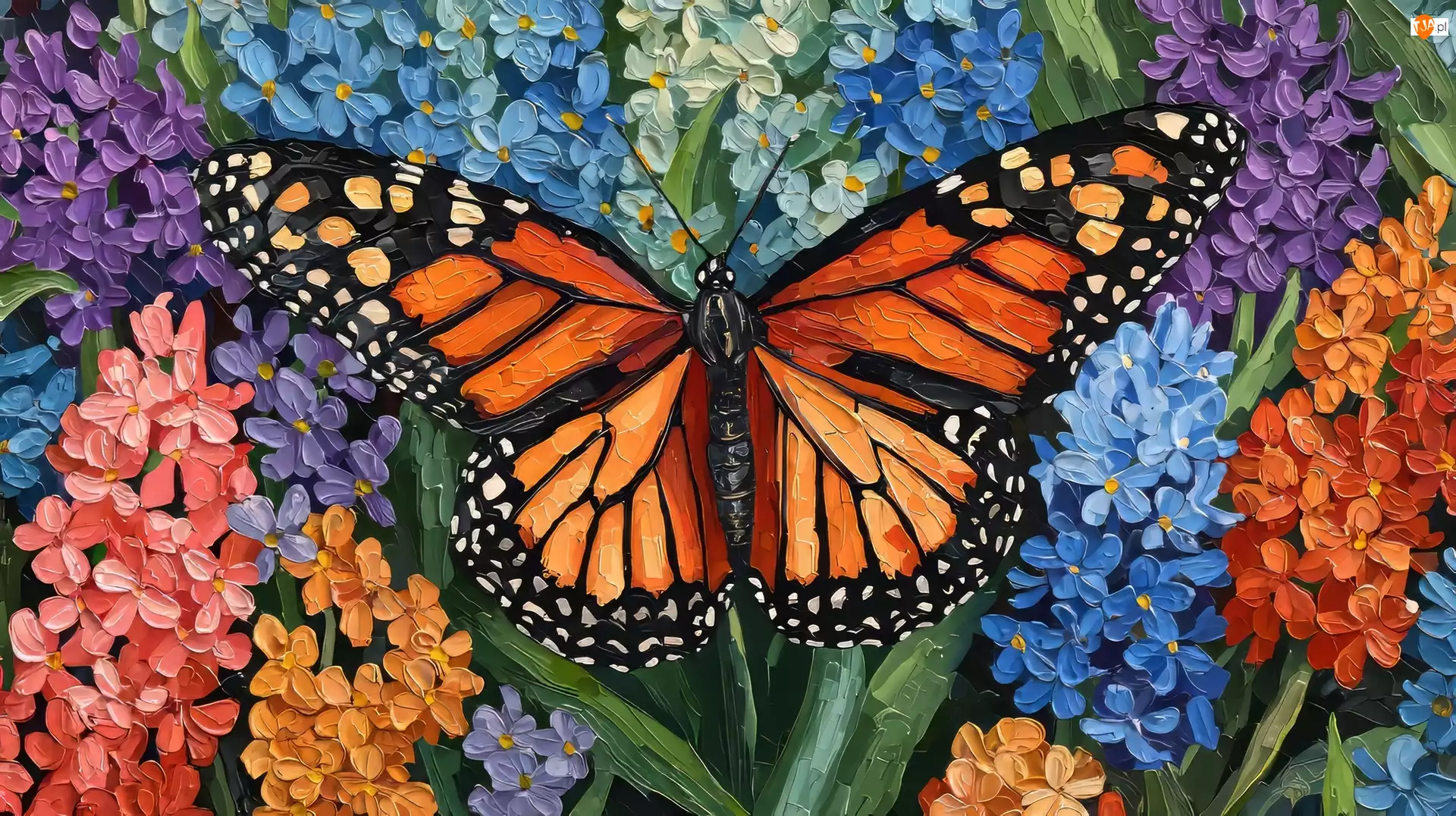 Kwiaty, Pomarańczowy, Motyl, Kolorowe