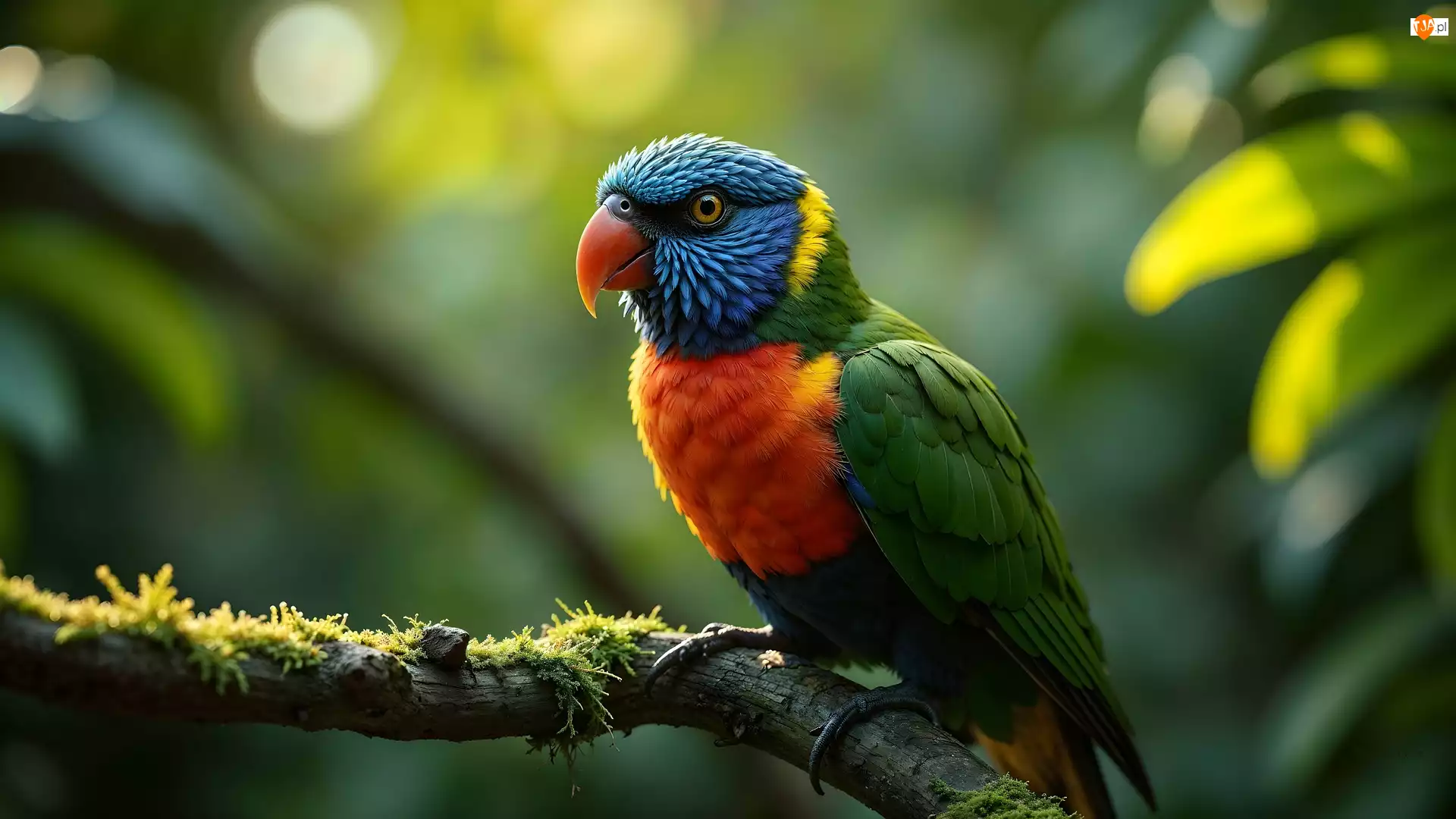 Gałąź, Ptak, Papuga, Lorysa górska