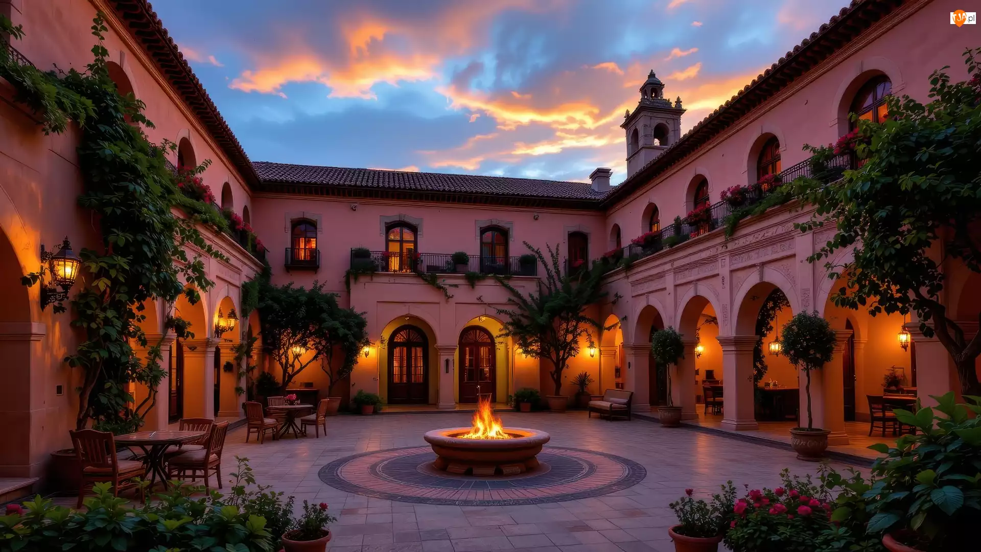 Stoliki, Rośliny, Oświetlenie, Dom, Krzesła