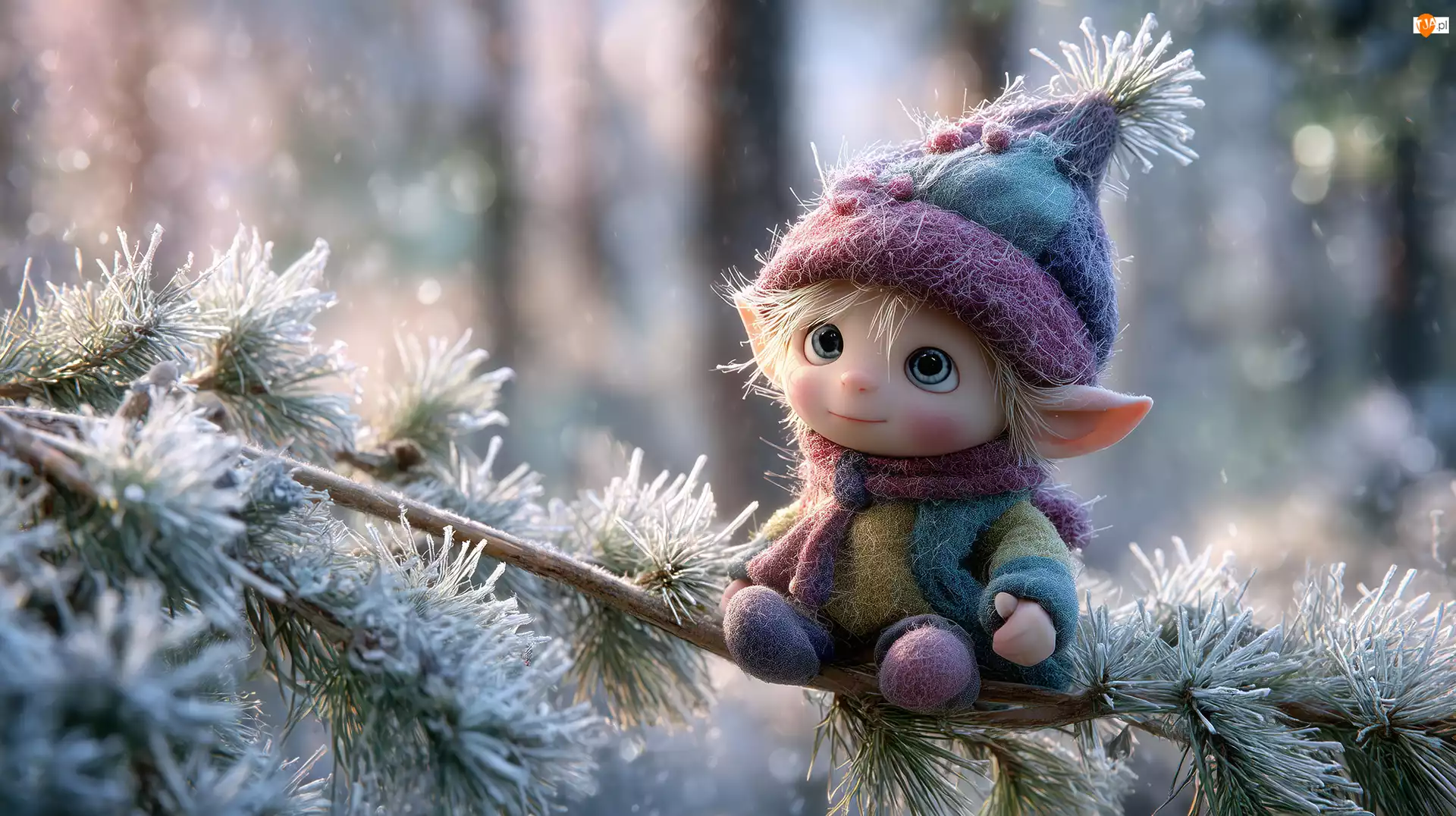 Grafika AI, Skrzat, Gałązka, Szron