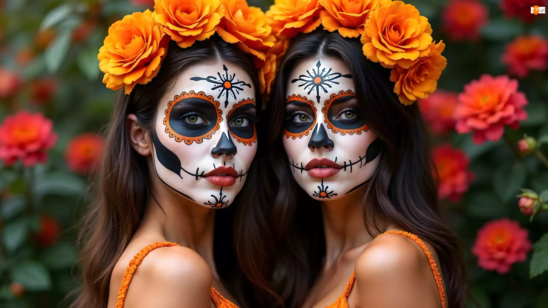Bodypainting, Kobiety, Twarz, Kwiaty