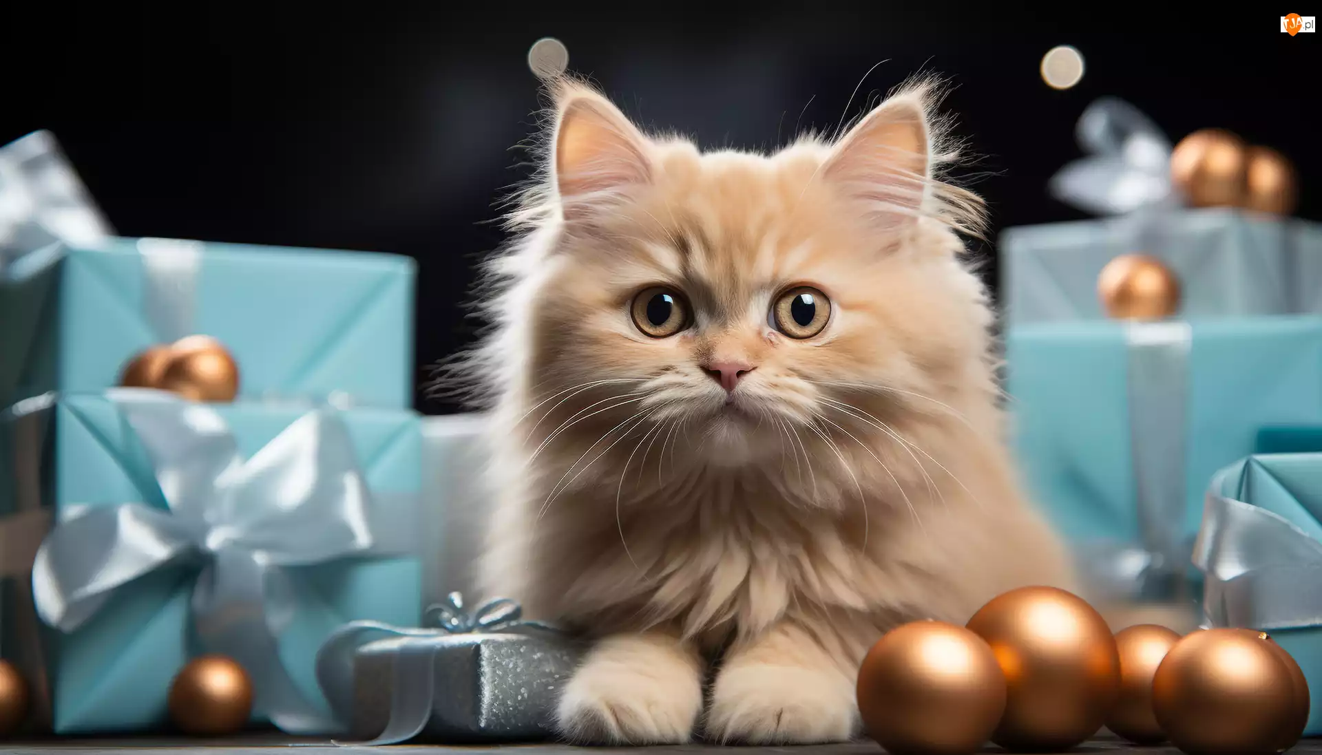 Kot, Bombki, Mały, Biszkoptowy, Prezenty
