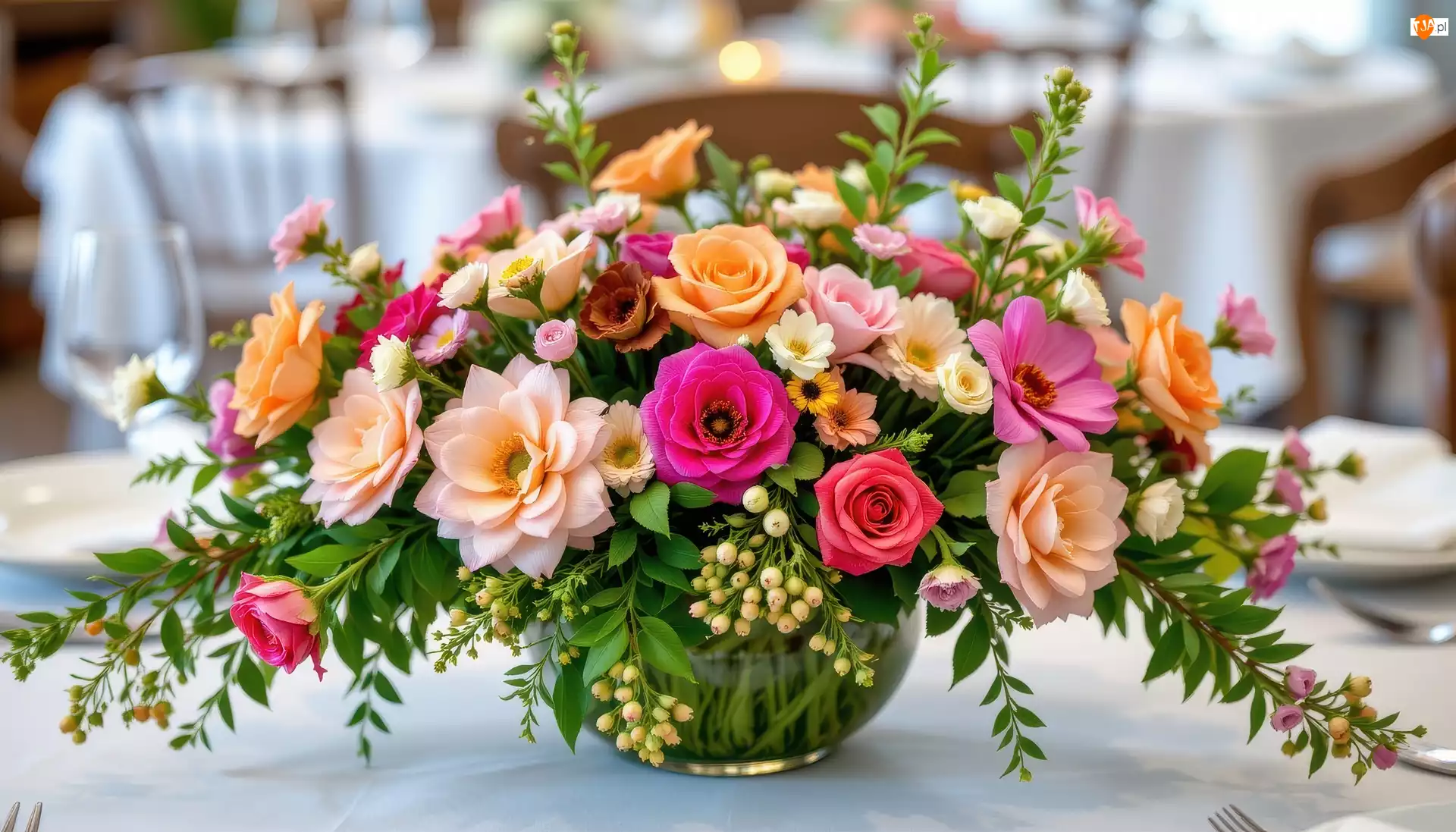 Bukiet, Grafika AI, Kwiaty, Kolorowe, Stół