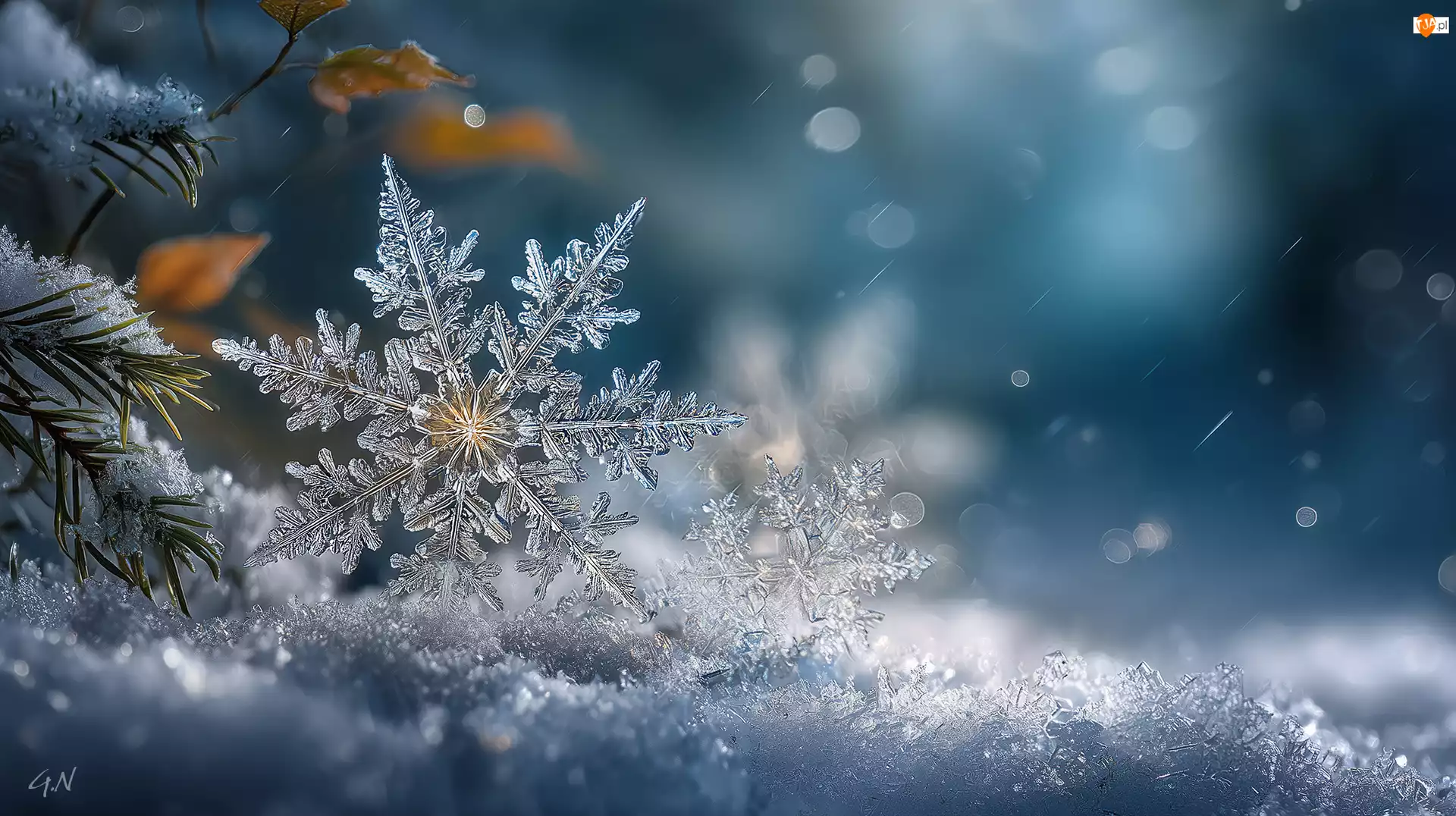 Grafika AI, Śnieżynka, Płatek, Śnieg