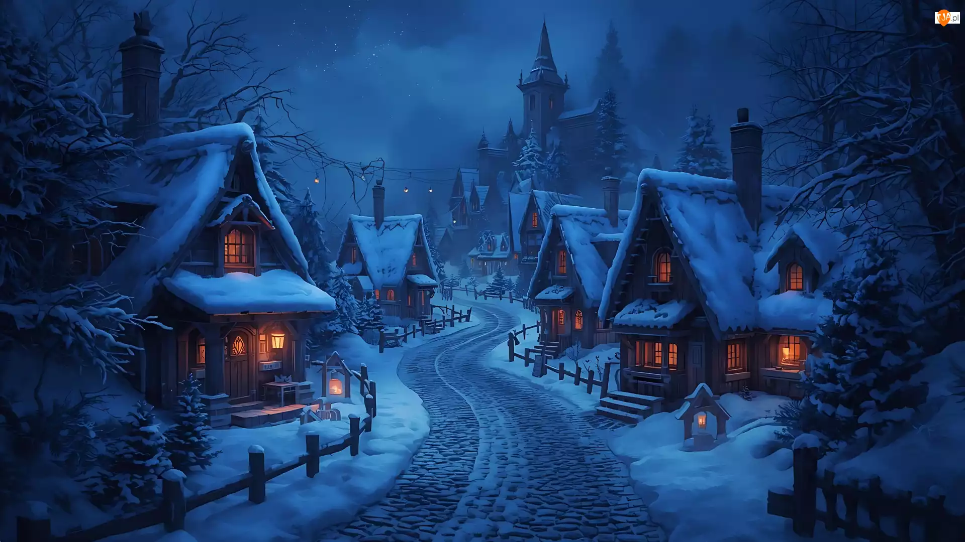 Droga, AI, Domy, Zima, Noc