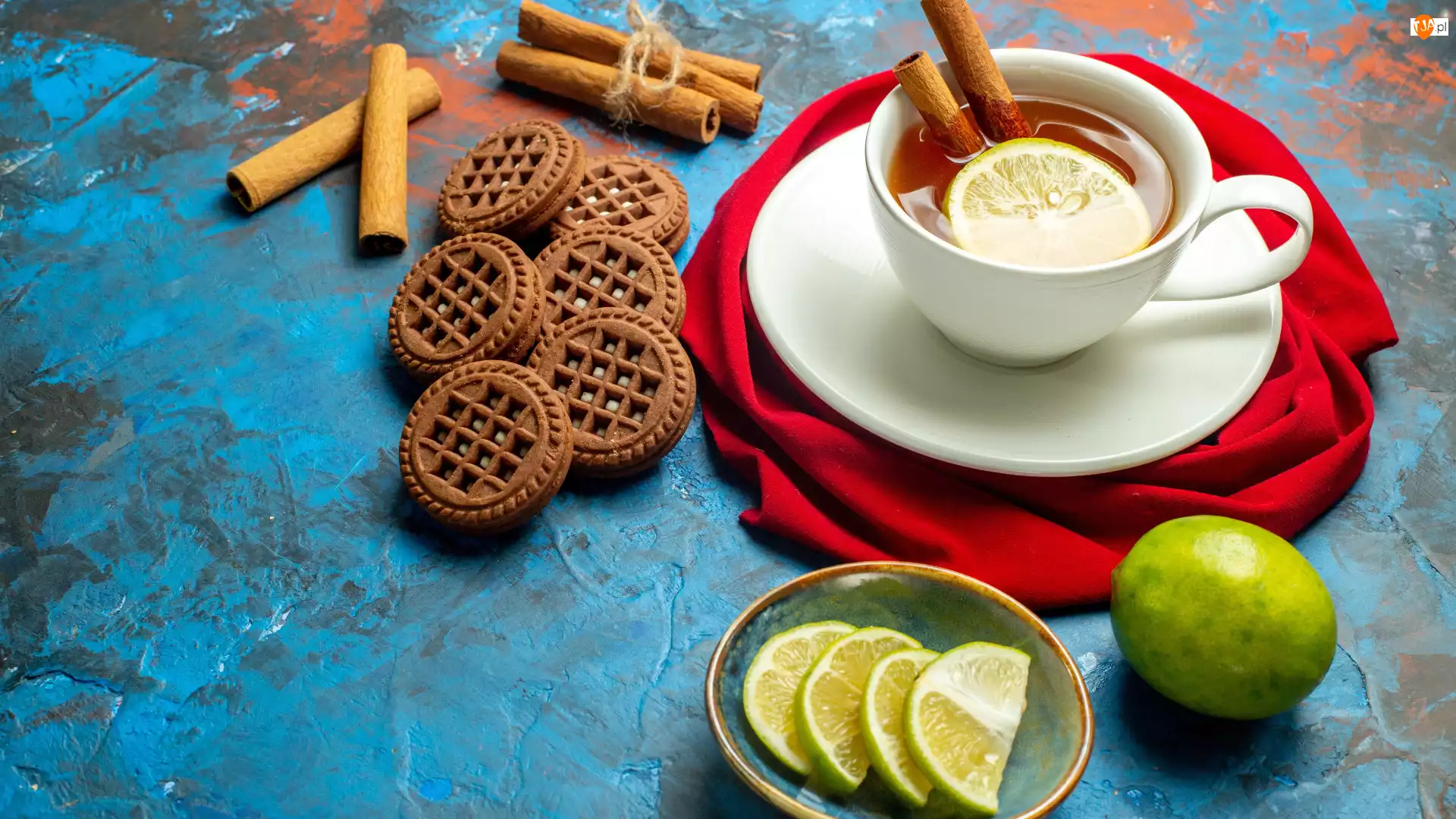 Ciasteczka, Cynamon, Herbata, Filiżanka, Cytryna