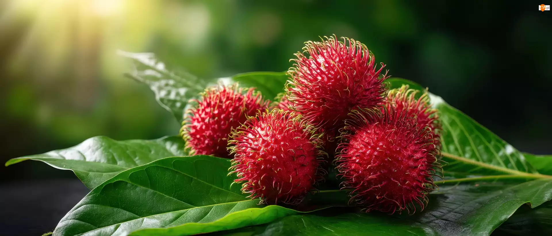 Owoce, Grafika AI, Czerwone, Rambutan, Liście