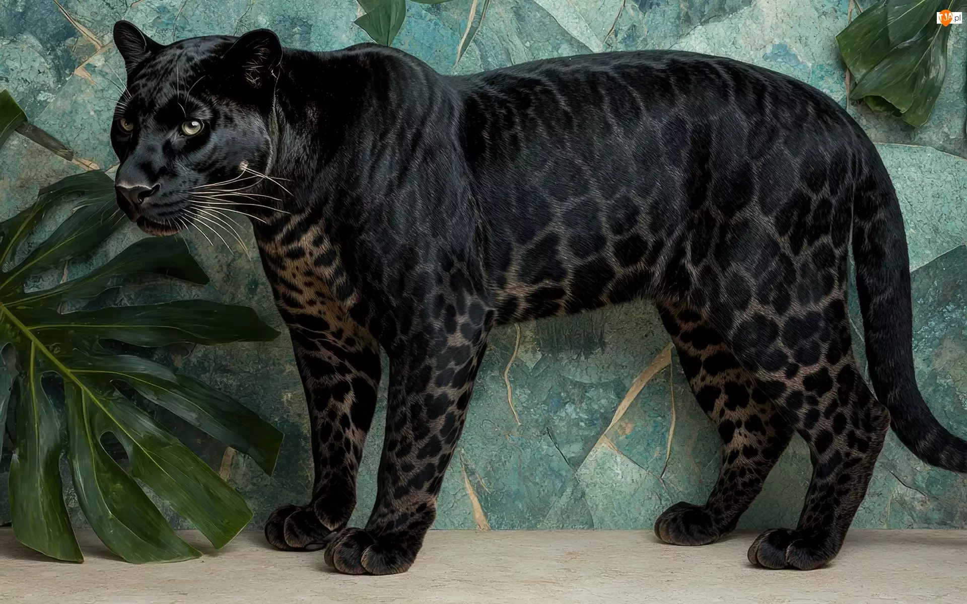 Liście, Czarny, Lampart, Zielone