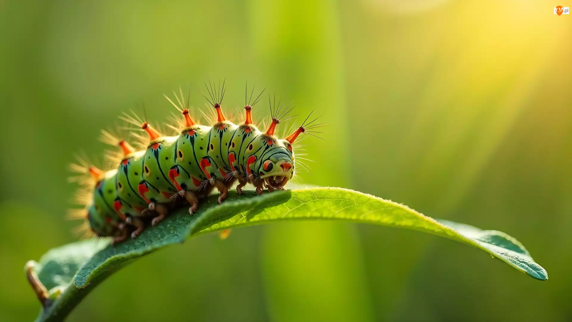 Liść, Zielono-pomarańczowa, Gąsienica