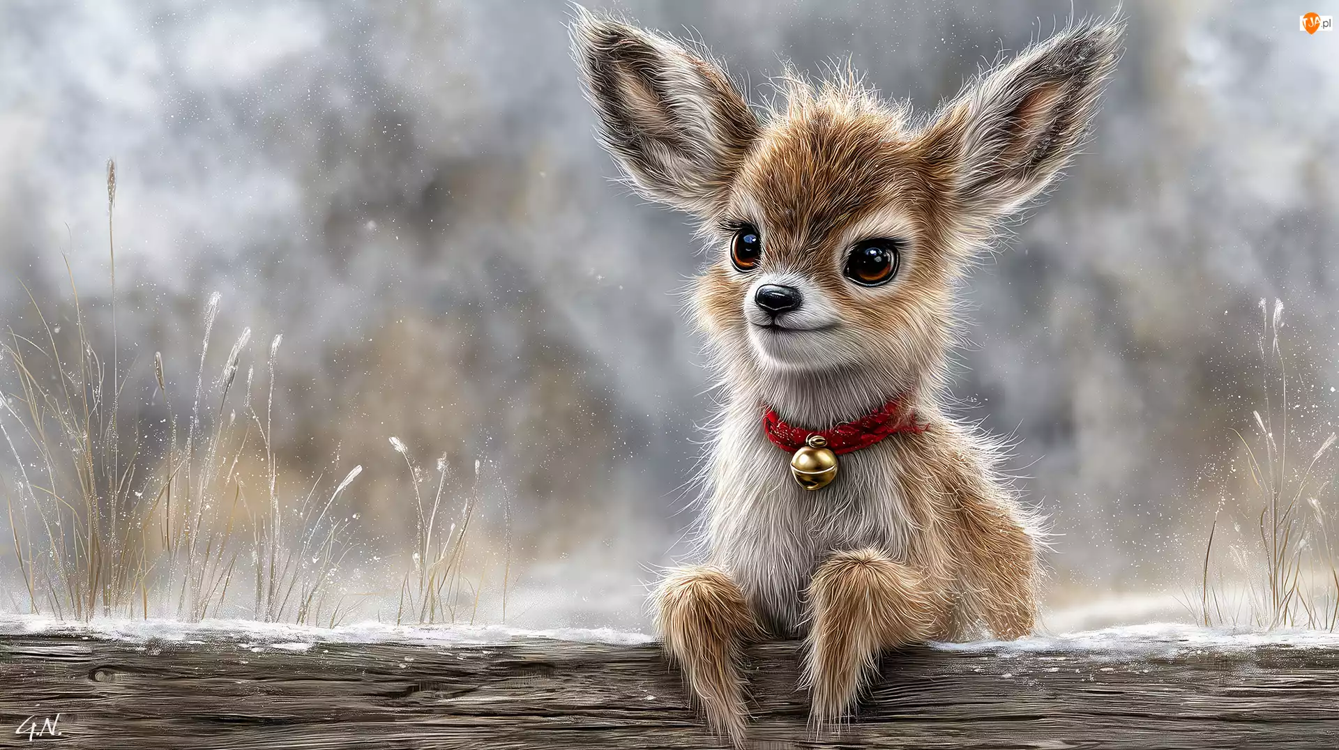 Grafika AI, Mały, Renifer, Dzwoneczek