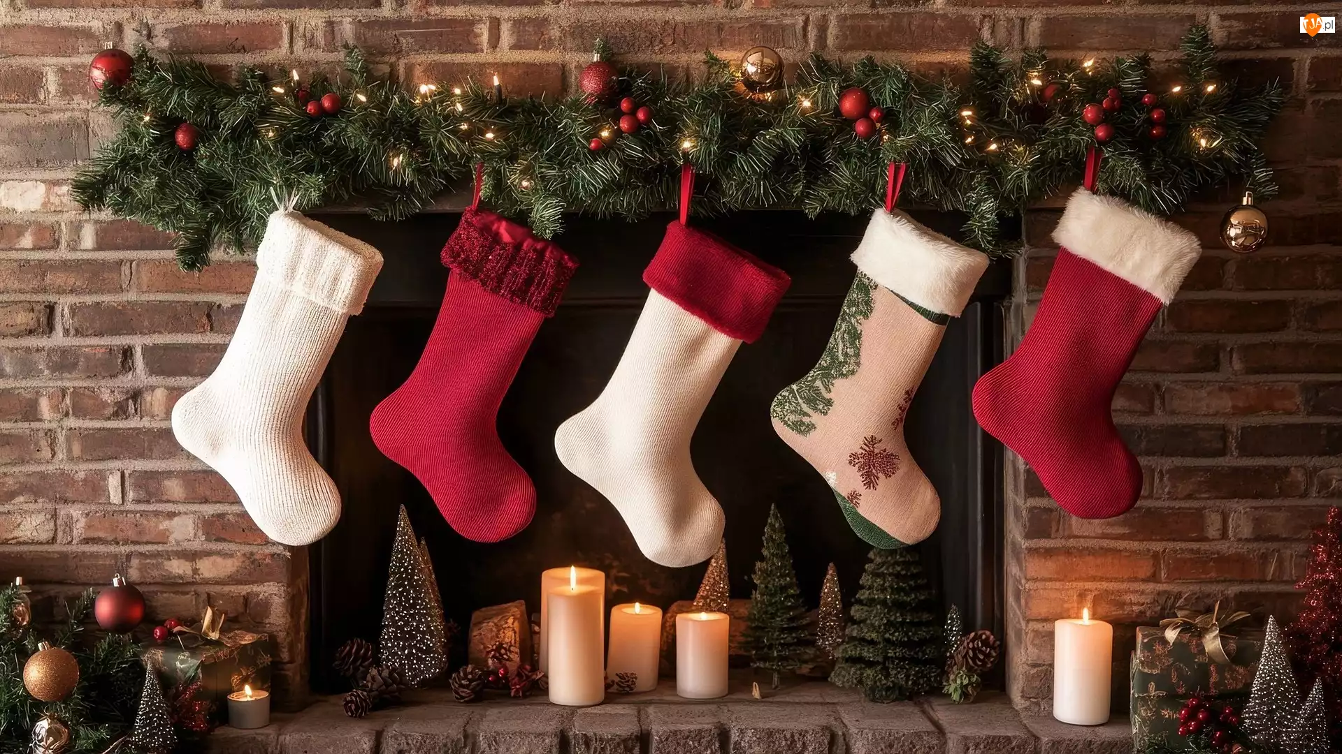 Bombki, Dekoracja, Prezenty, Stroik, Świece, Wiszące, Skarpety, Boże Narodzenie, Ściana