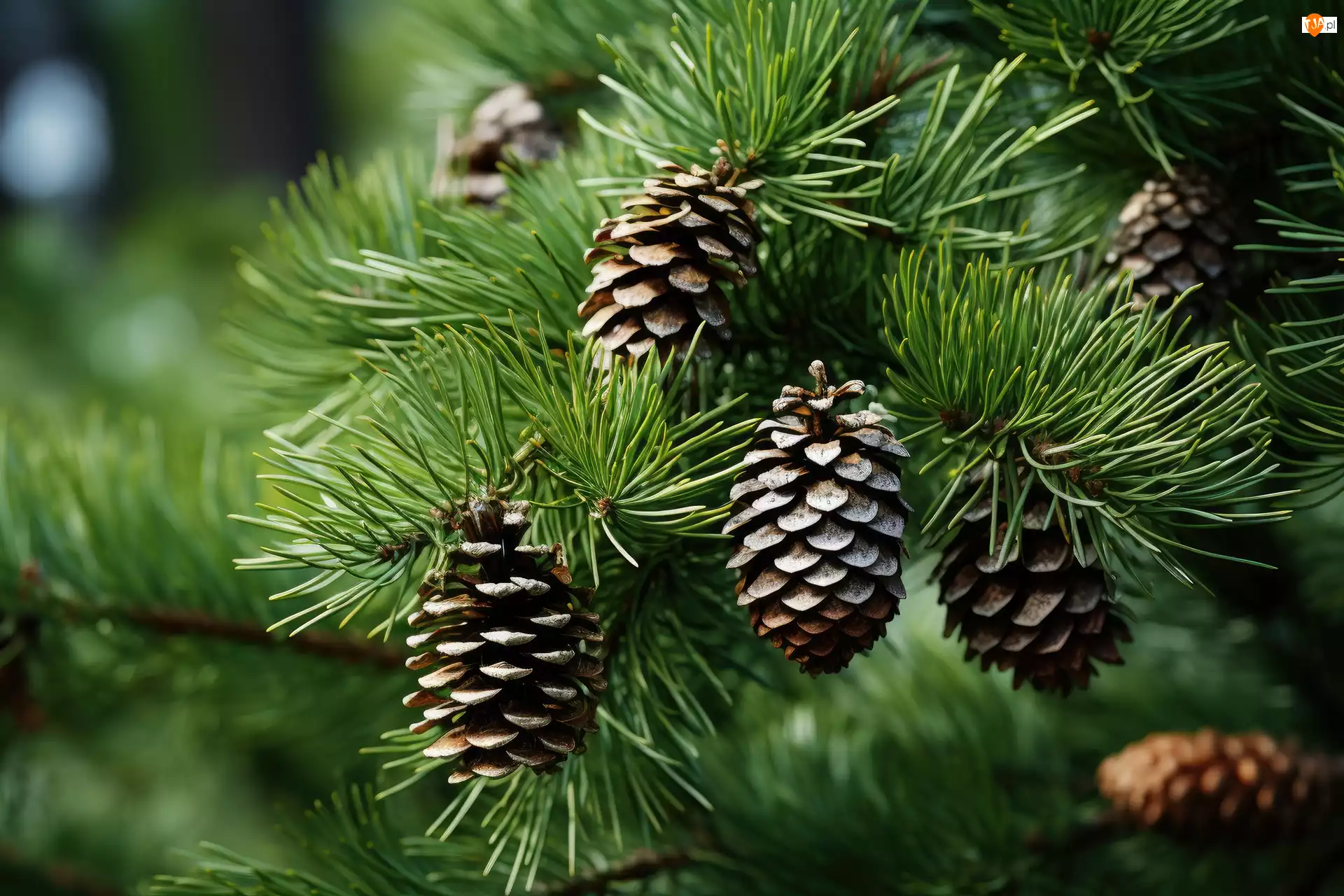 Grafika AI, Szyszki, Gałąź, Sosna