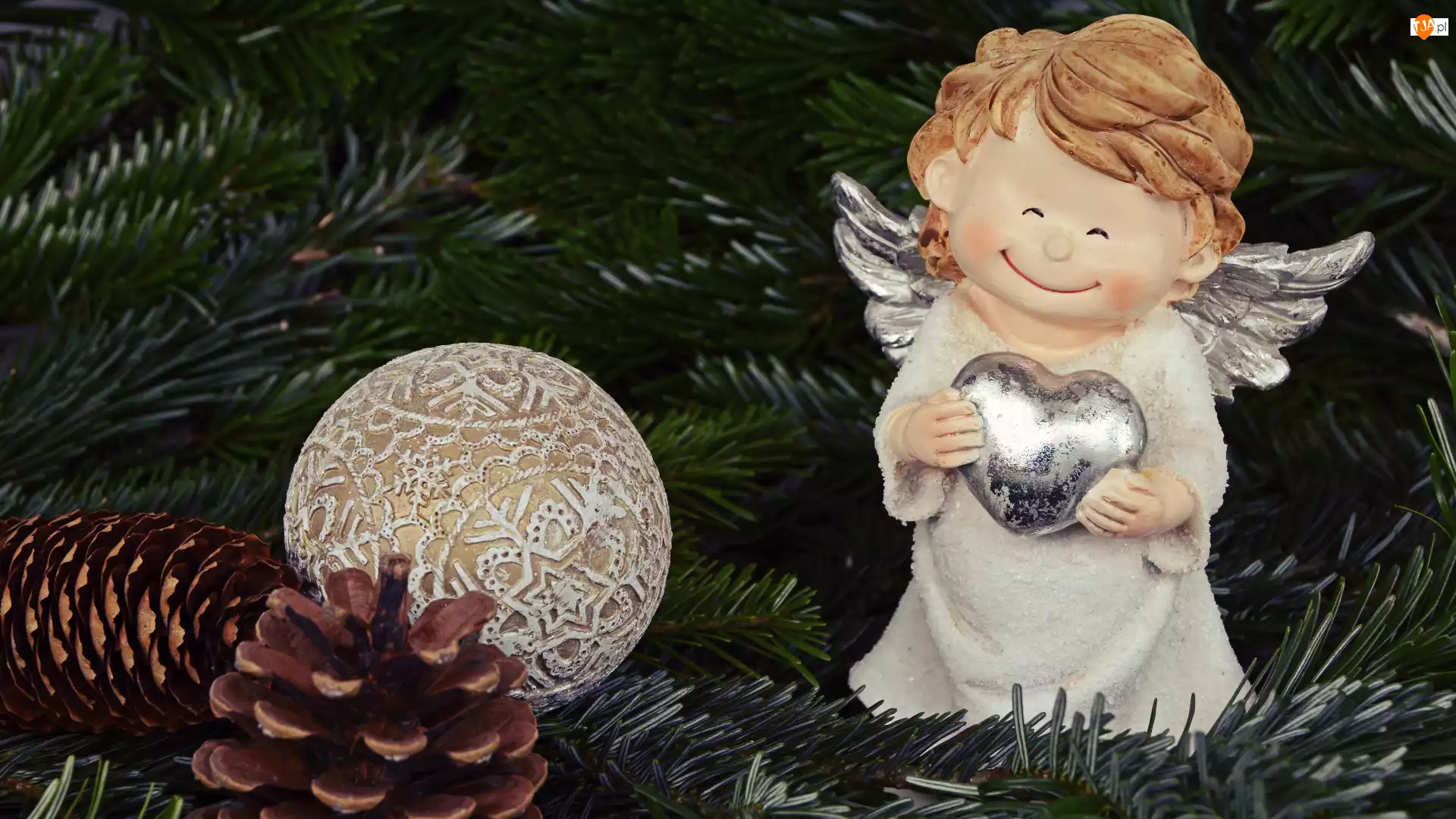 Kula, Serce, Szyszka, Dekoracja, Anioł