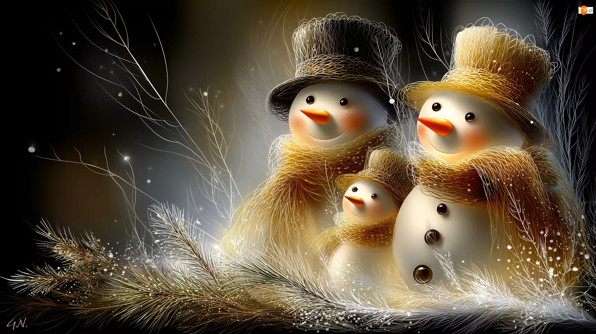 Grafika AI, Bałwany, Kapelusze, Szaliki