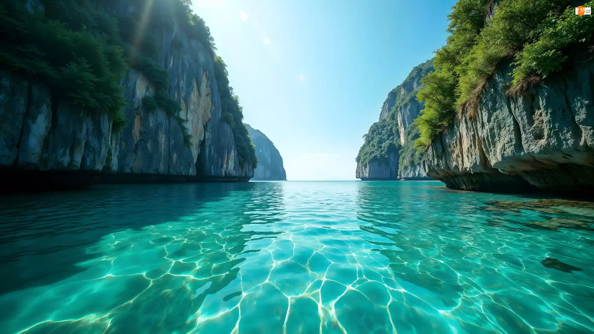 Klify, AI, Skały, Morze, Drzewa