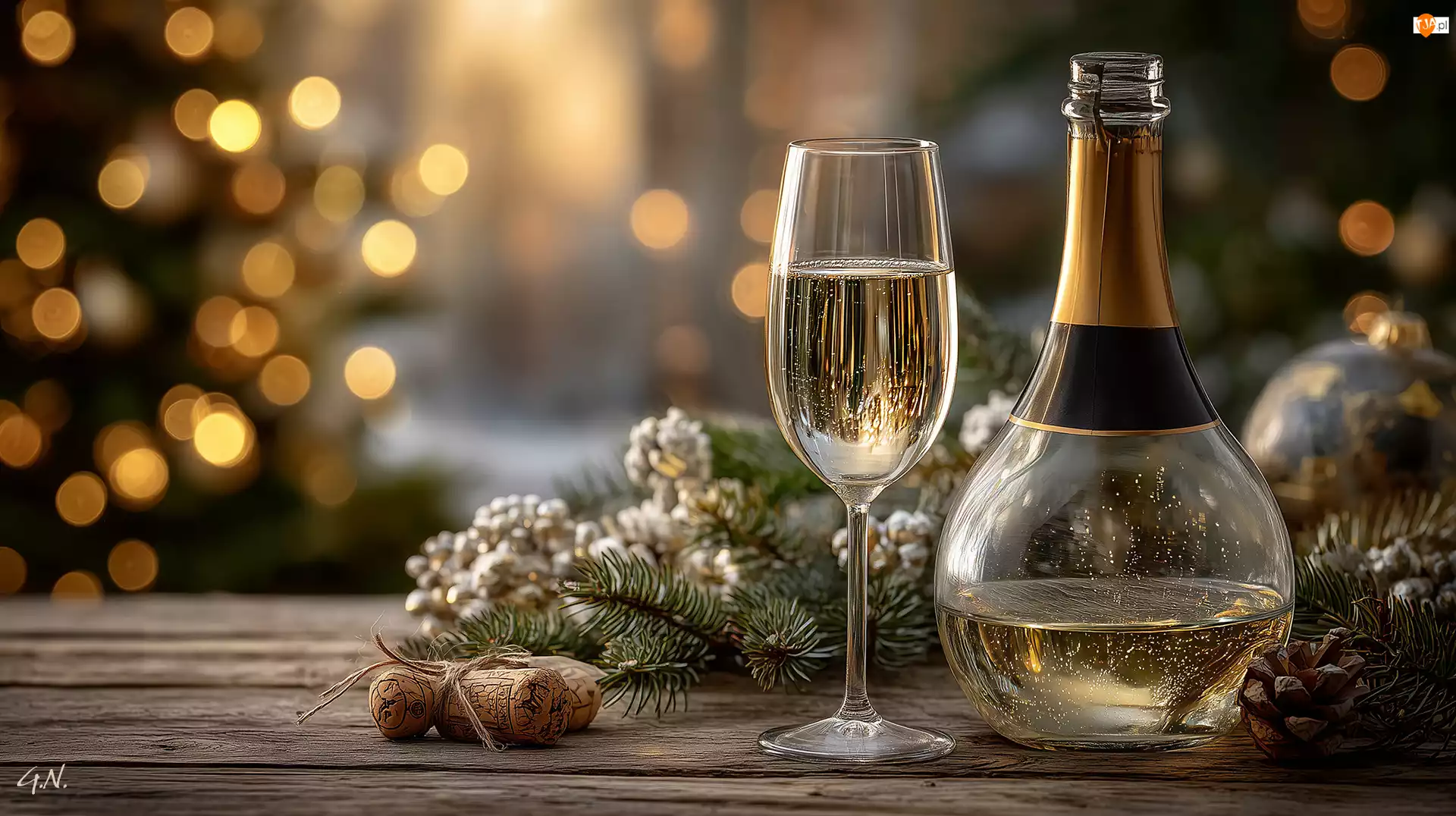 Wino, Grafika AI, Butelka, Kieliszek, Korki