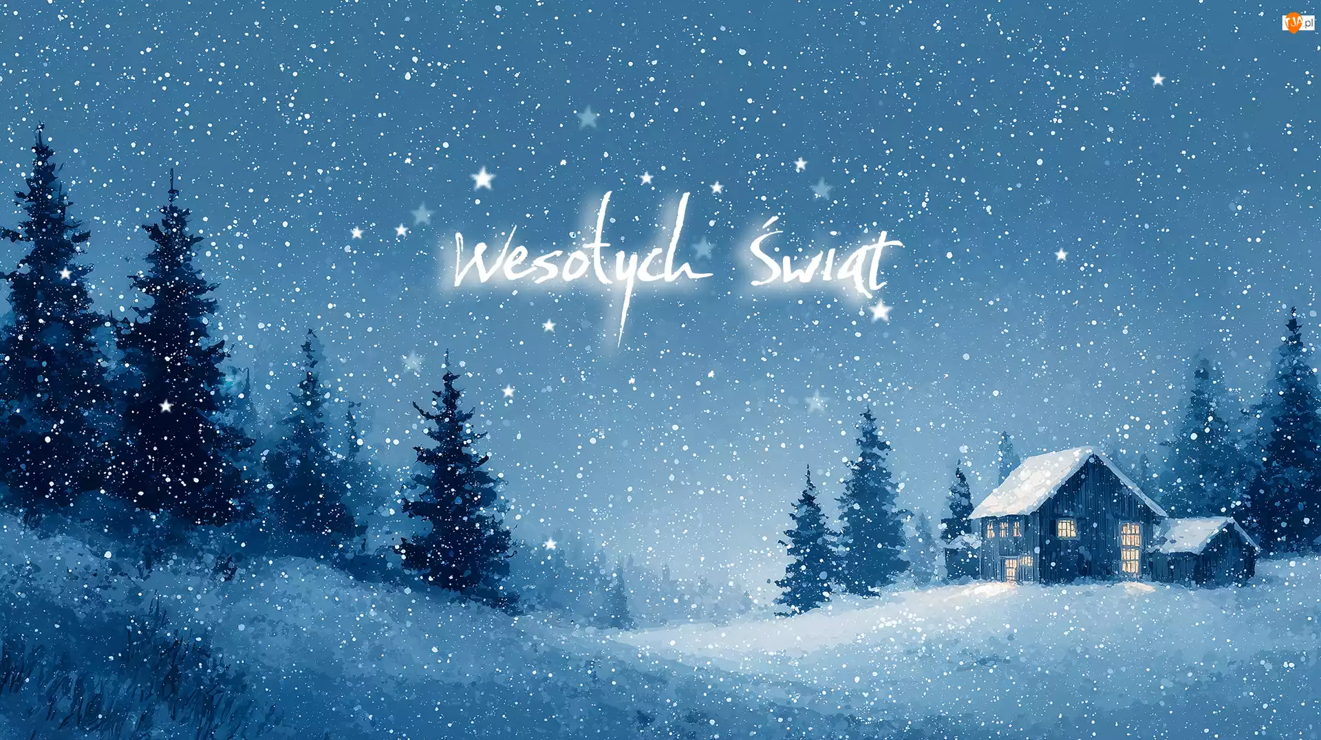 Choinki, Zima, Życzenia, Grafika AI, Domek, Boże Narodzenie