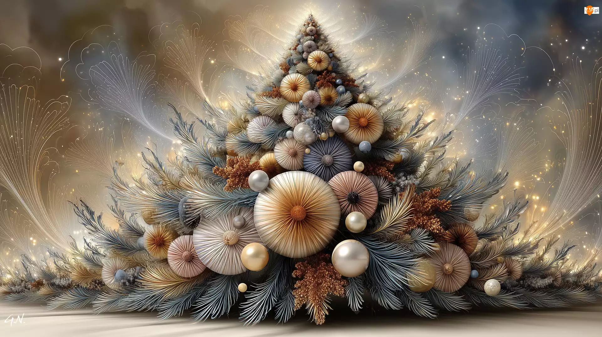 Grafika AI, Boże Narodzenie, Choinka, Fantasy
