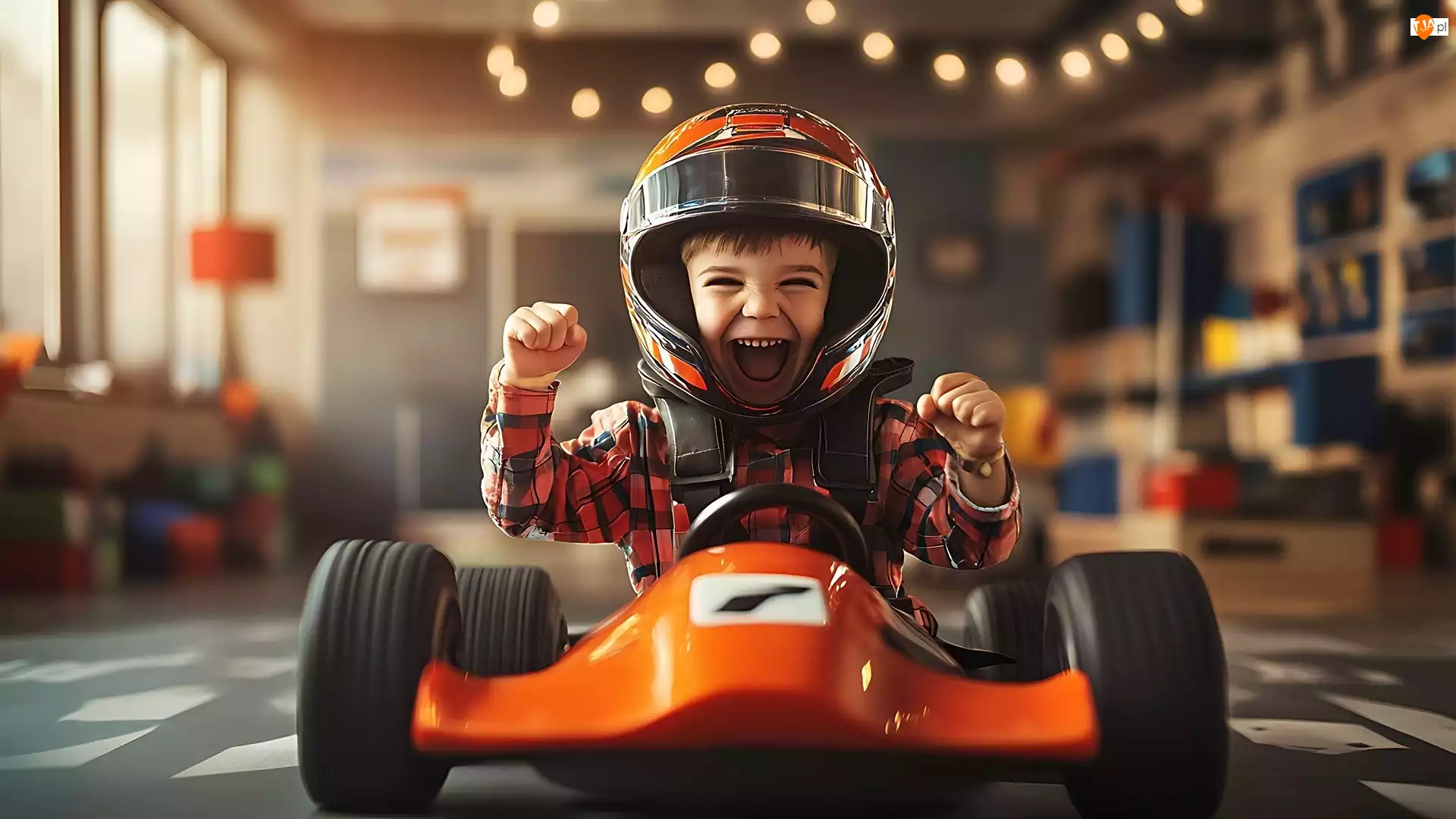 Kask, Wyścig, Chłopiec, Dziecko, Gokart