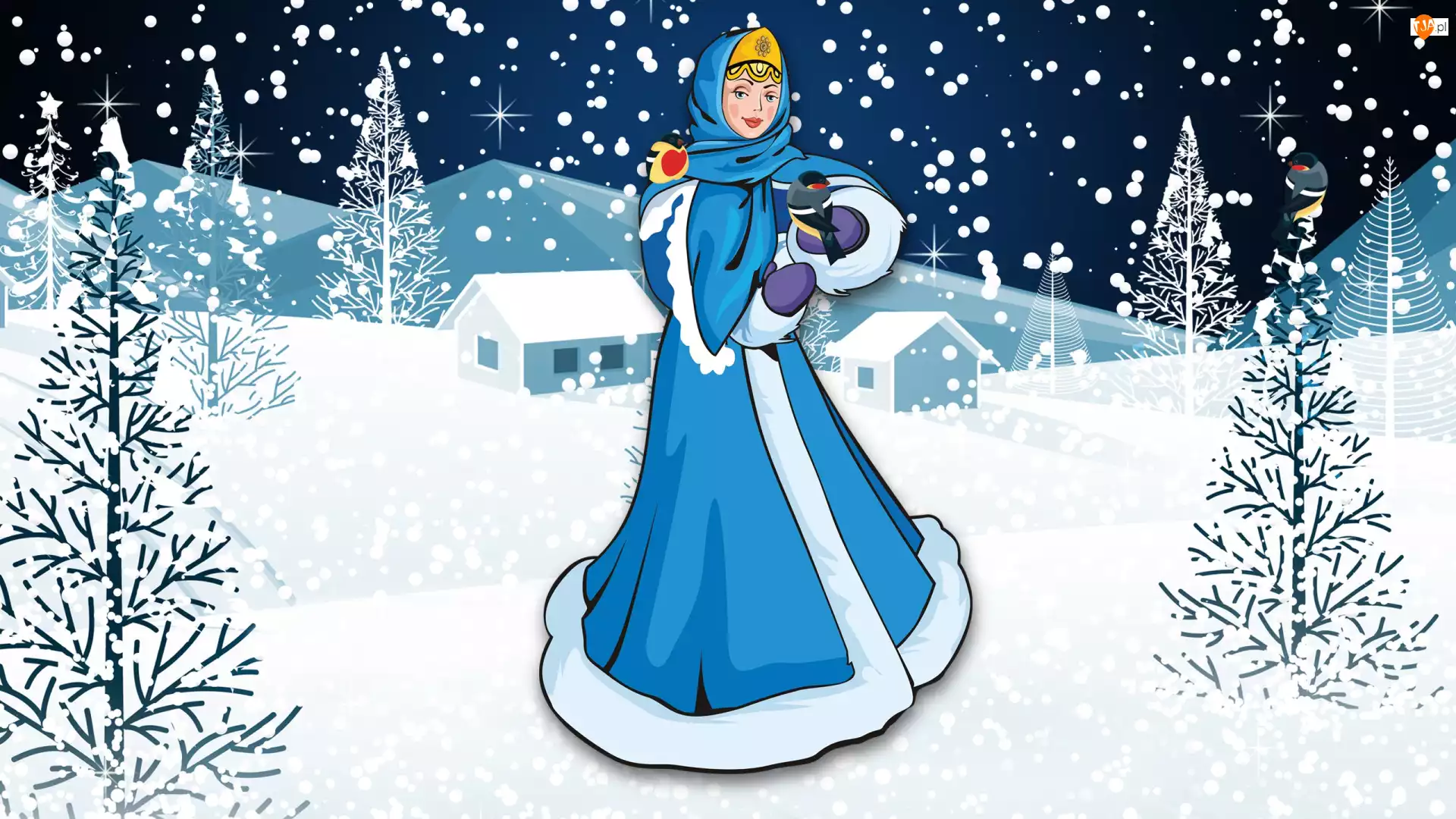 Grafika, Zima, Dziewczyna