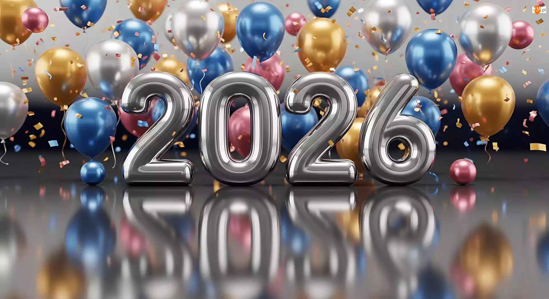 Grafika AI, Nowy Rok, 2026, Balony