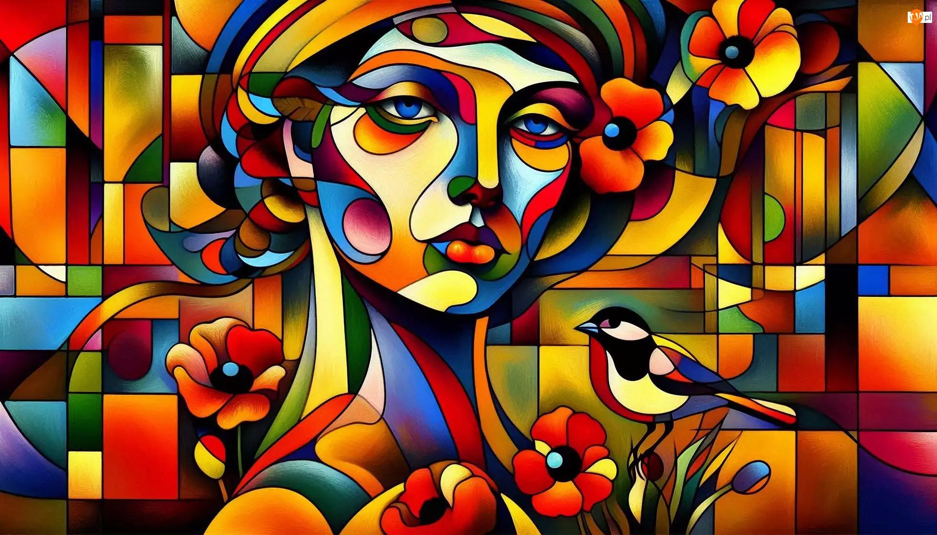 Grafika AI, Kobieta, Ptak