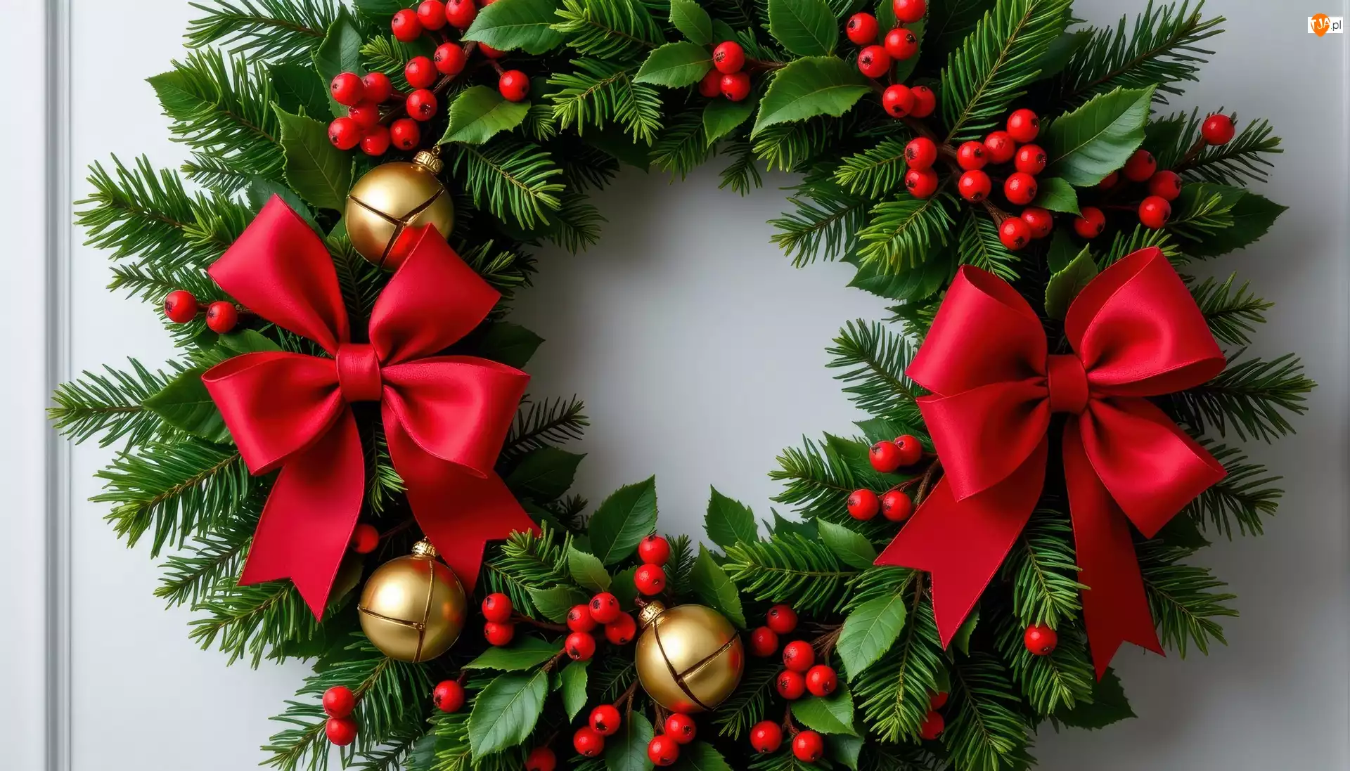Kokardy, Dzwonki, Wieniec, Grafika AI, Ozdoba, Boże Narodzenie