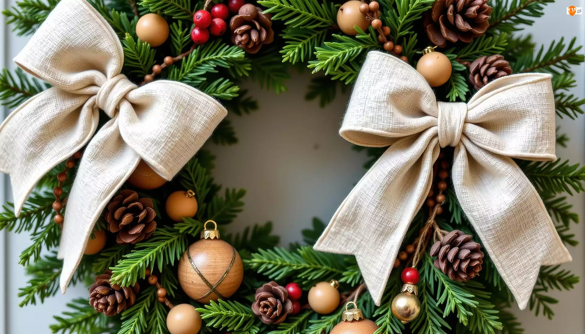 Kokardy, Grafika AI, Wieniec, Boże Narodzenie, Dekoracja