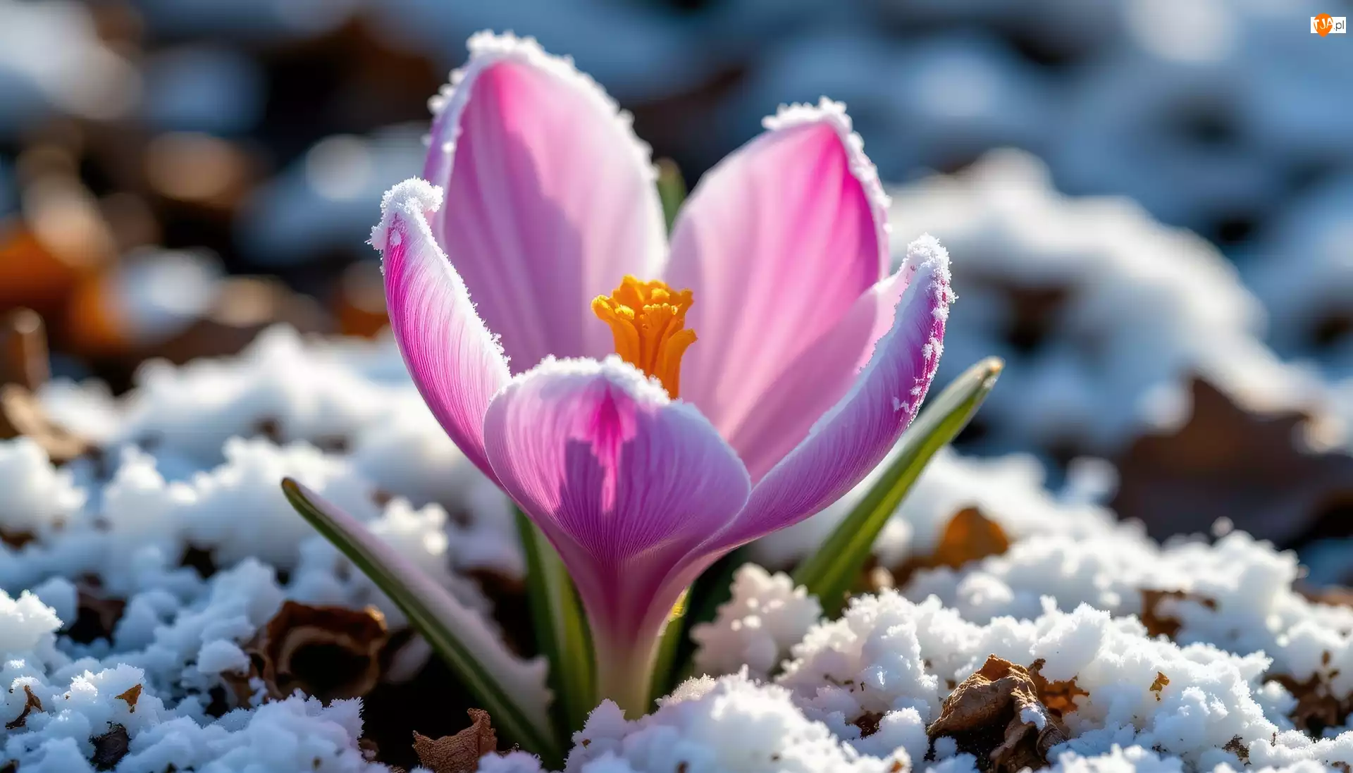 Grafika AI, Kwiat, Krokus, Śnieg