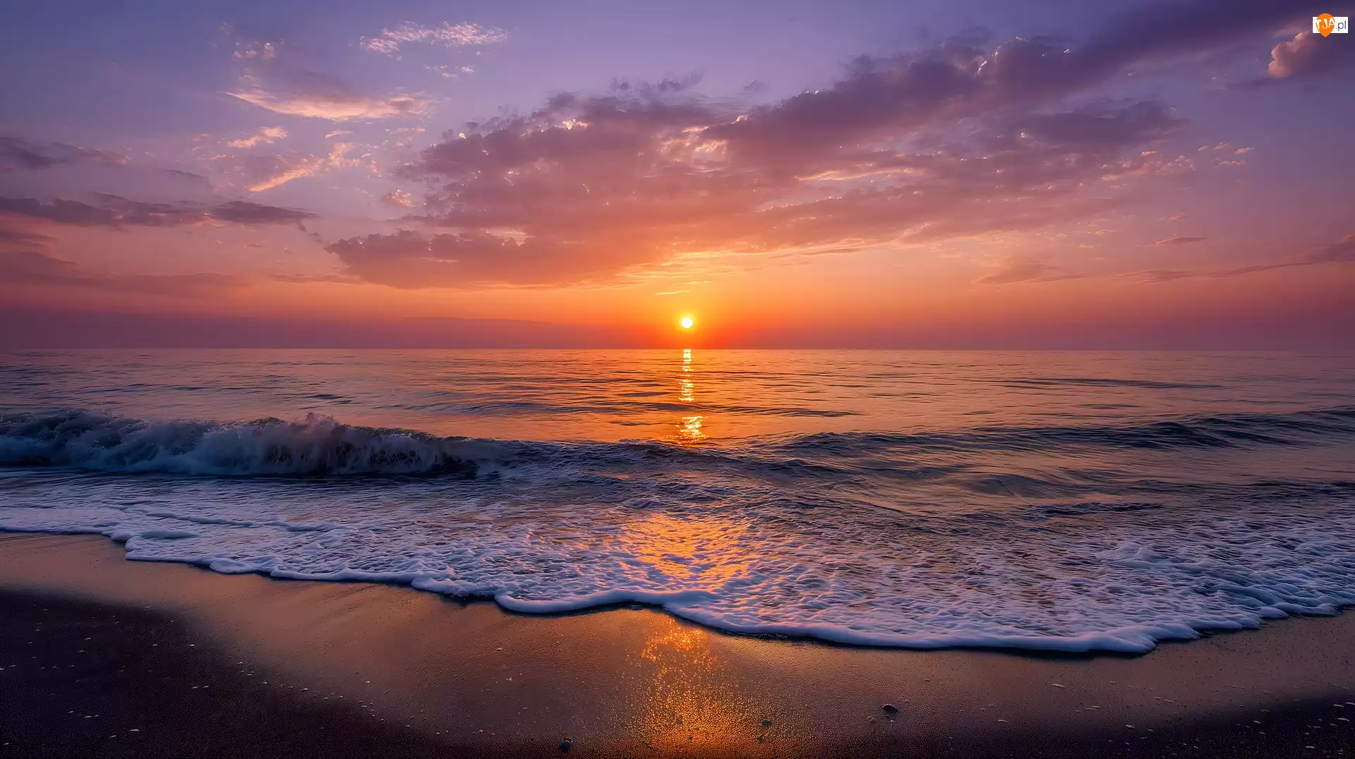 Grafika AI, Morze, Niebo, Zachód słońca